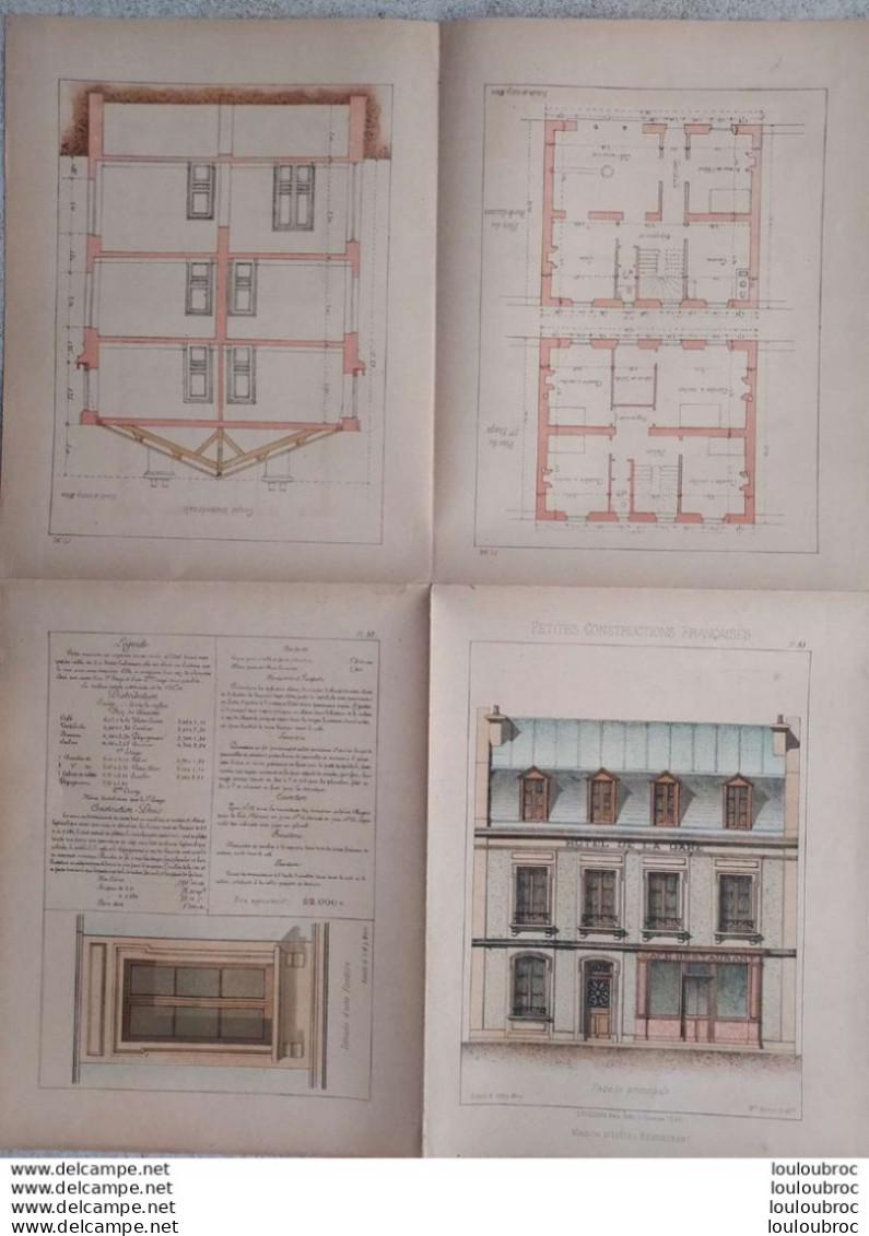 PETITES CONSTRUCTIONS FRANCAISES PL. 89 A 92  EDIT. THEZARD MAISON D'HOTEL RESTAURANT - Architecture
