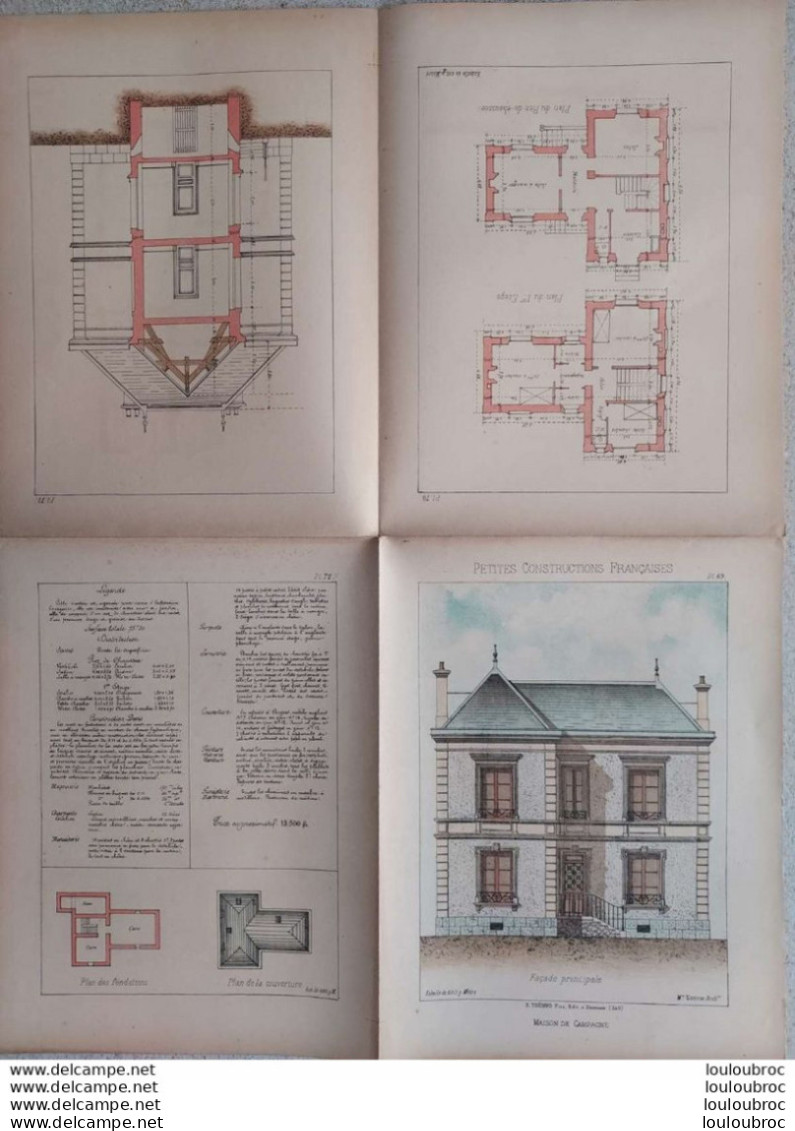 PETITES CONSTRUCTIONS FRANCAISES PL. 69 A 72    EDIT. THEZARD MAISON DE CAMPAGNE - Arquitectura