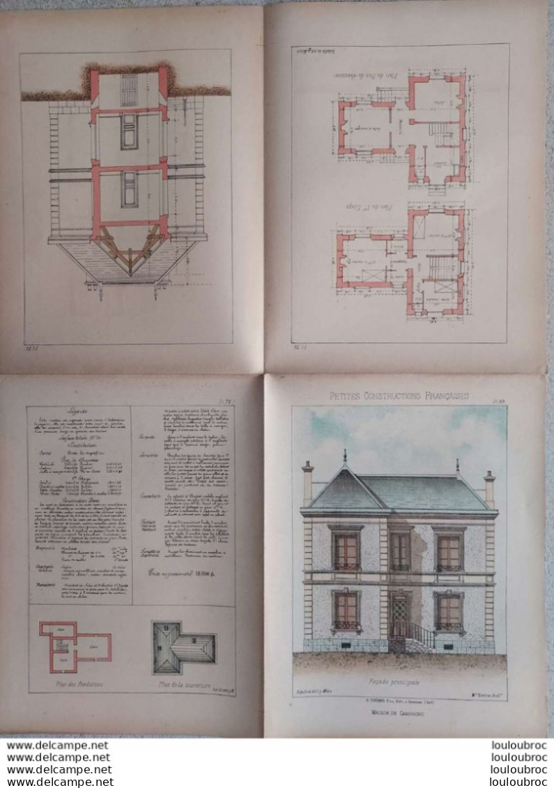 PETITES CONSTRUCTIONS FRANCAISES PL. 69 A 72    EDIT. THEZARD MAISON DE CAMPAGNE - Architecture