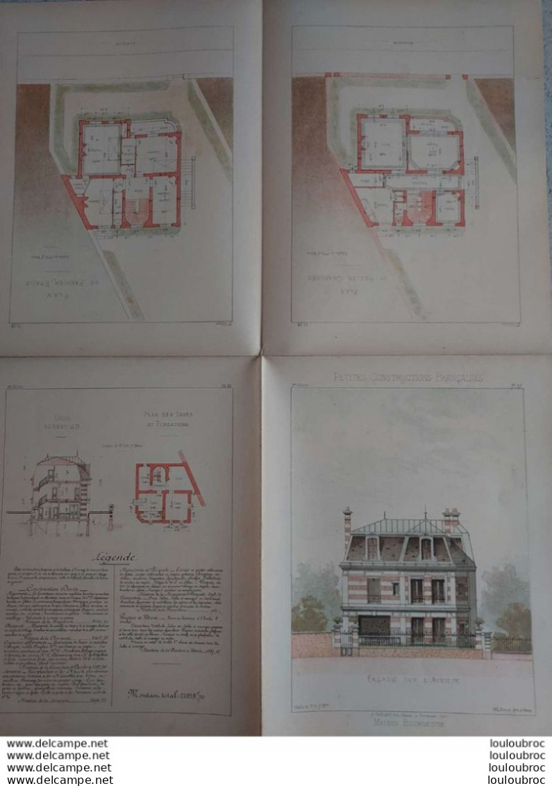 PETITES CONSTRUCTIONS FRANCAISES PL. 57 A 60   EDIT. THEZARD MAISON BOURGEOISE - Architecture
