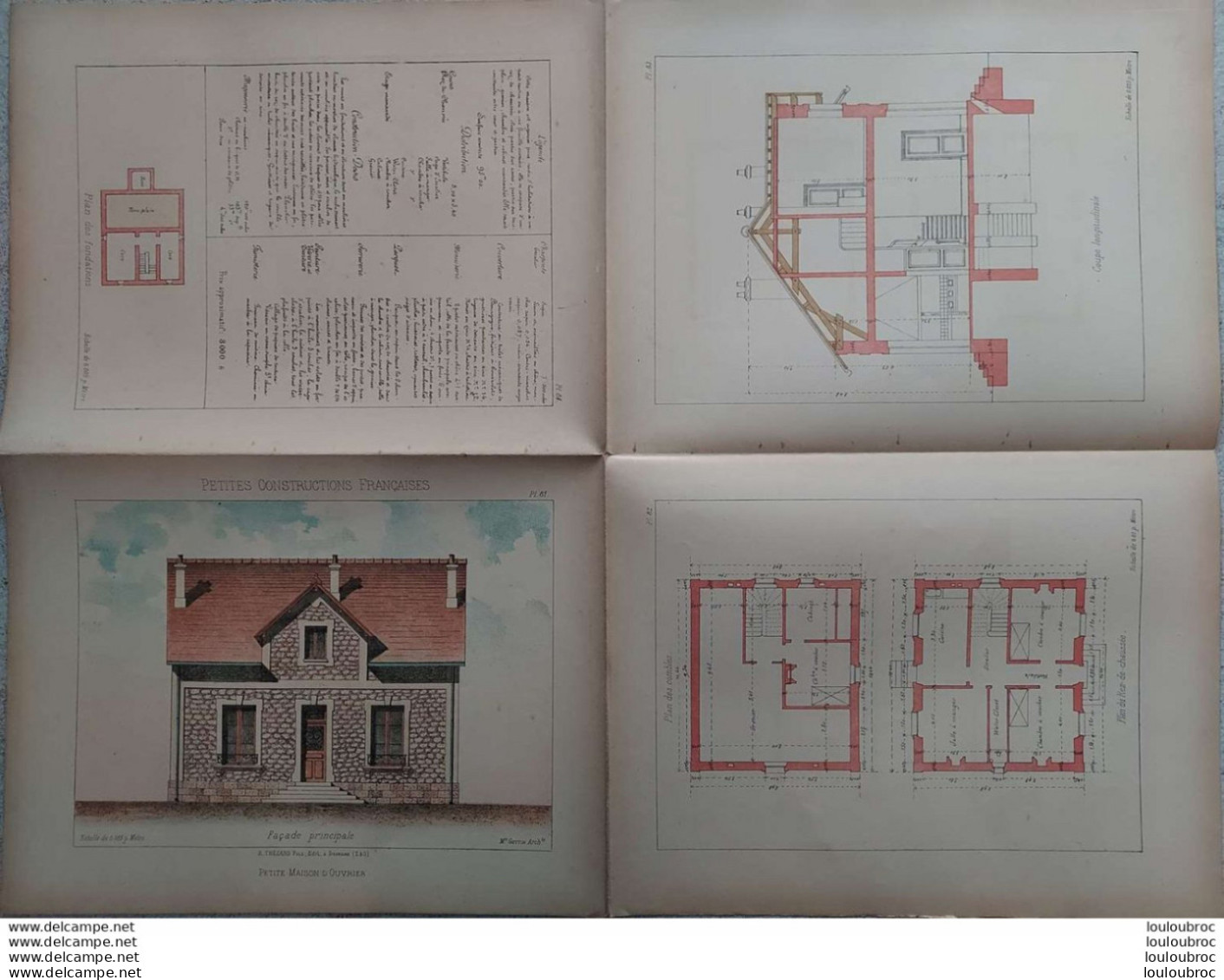 PETITES CONSTRUCTIONS FRANCAISES PL. 81 A 84     EDIT. THEZARD PETITE MAISON D'OUVRIER - Architecture