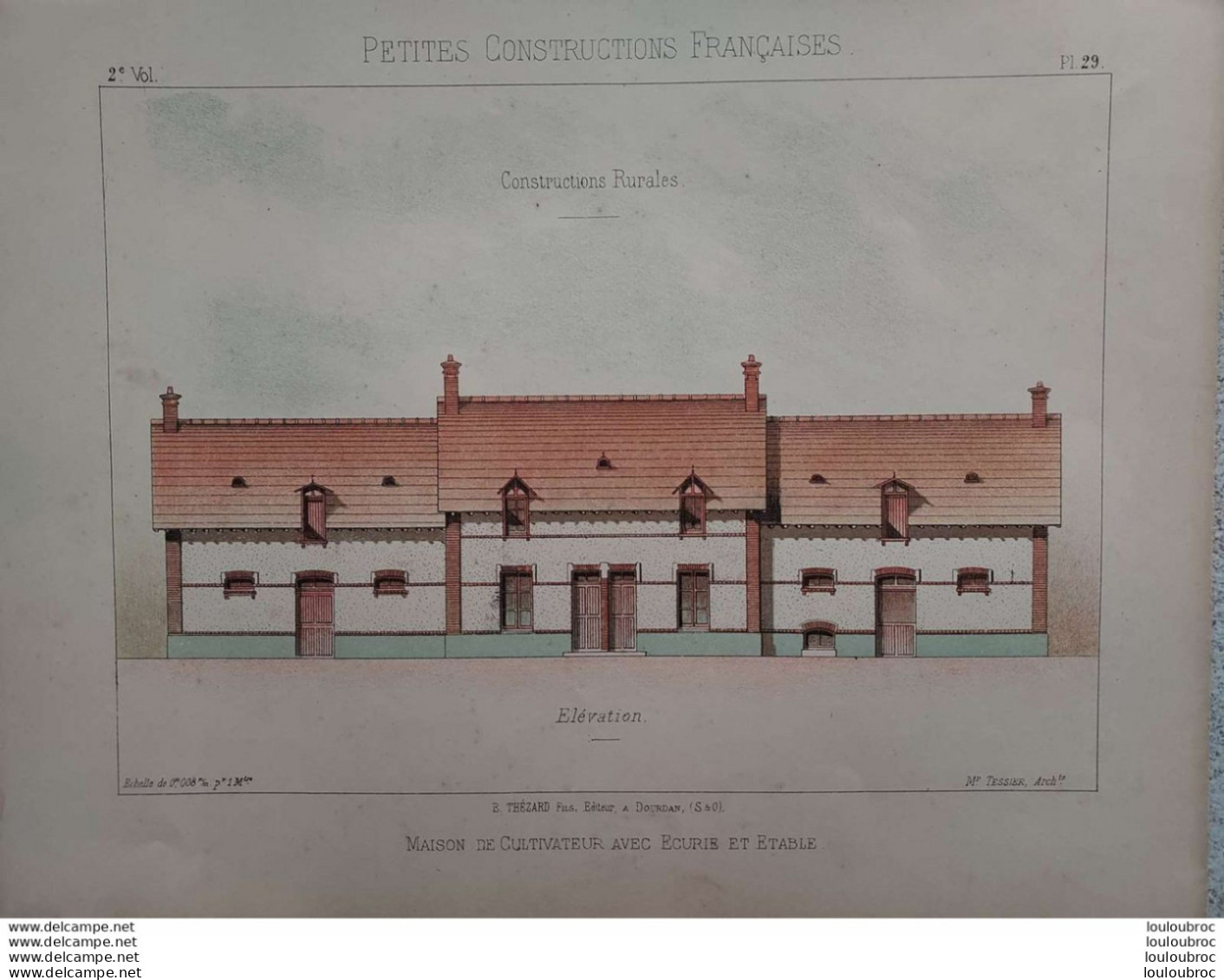 PETITES CONSTRUCTIONS FRANCAISES PL. 29 A 32   EDIT. THEZARD MAISON DE CULTIVATEUR AVEC ECURIE ET ETABLE - Architecture