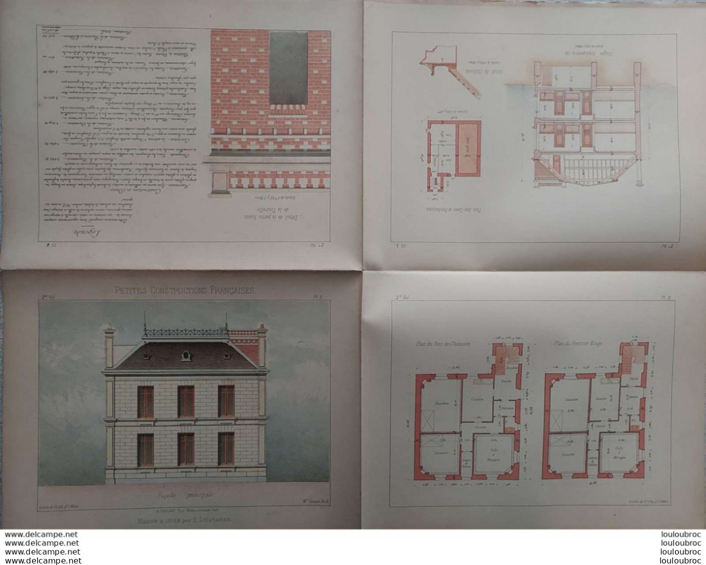 PETITES CONSTRUCTIONS FRANCAISES PL. 1 A 4  EDIT. THEZARD MAISON A LOYER POUR 2 LOCATAIRES - Architectuur
