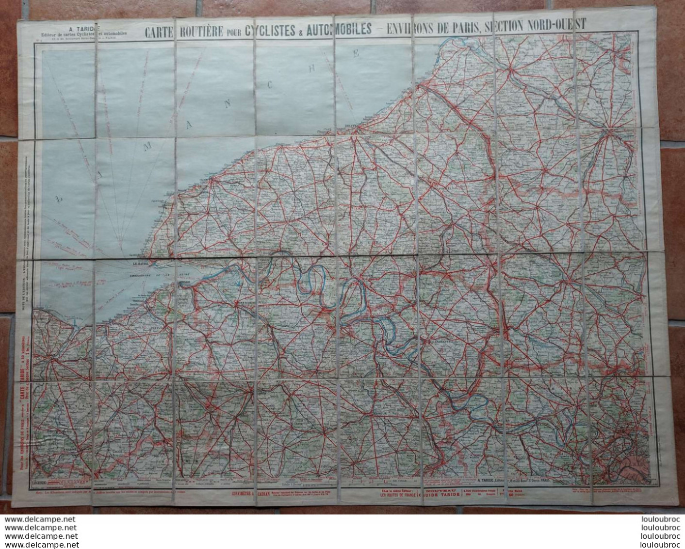 CARTE TARIDE TOILEE POUR CYCLISTES ET AUTOMOBILISTES ENVIRONS DE PARIS NORD-OUEST N°4 - Cartes Routières