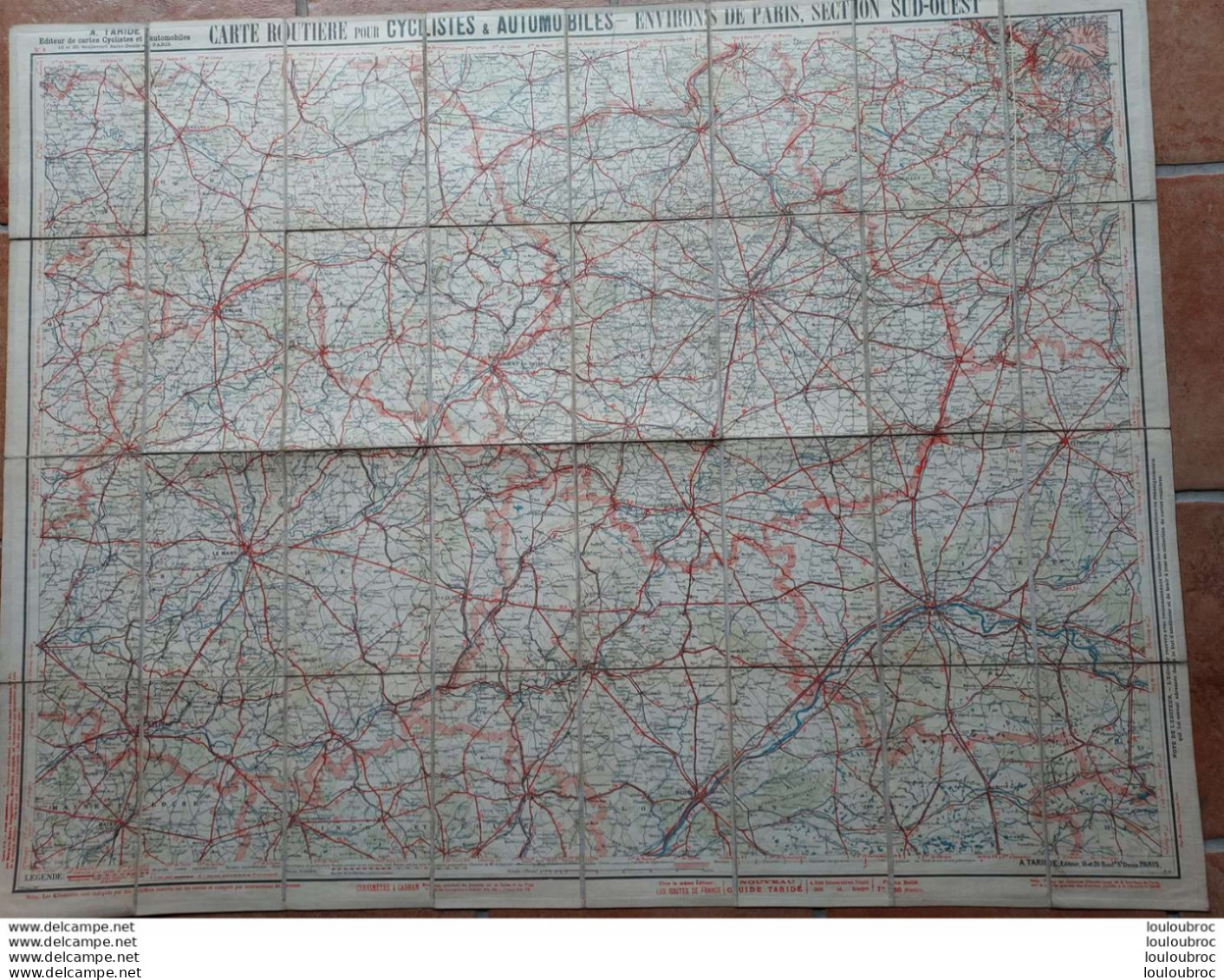 CARTE TARIDE TOILEE POUR CYCLISTES ET AUTOMOBILISTES ENVIRONS DE PARIS SUD-OUEST N°8 - Cartes Routières