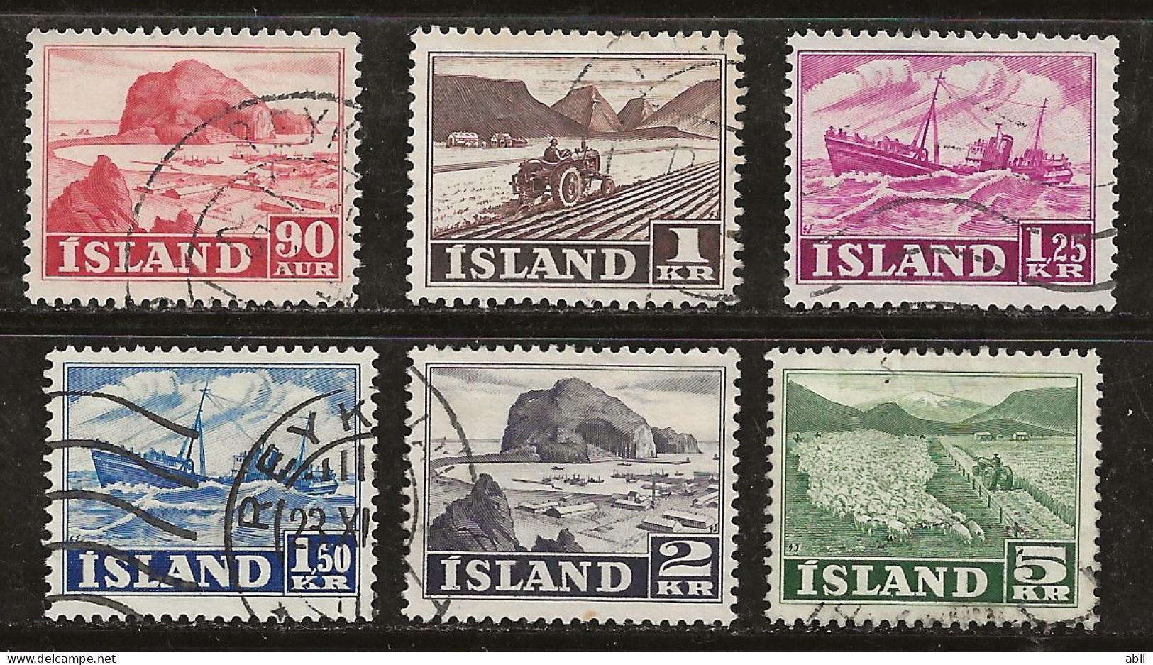 Islande 1950-1952 N° Y&T : 228 à 233 Obl. - Gebruikt