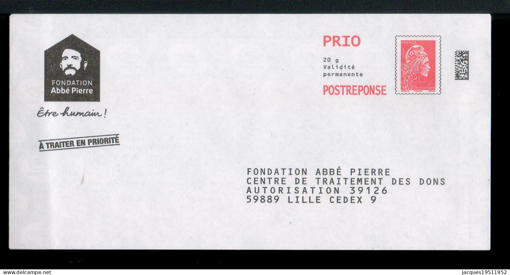 NJ-193 - Yzeult YZ (PRIO) - Fondation Abbé Pierre- N° 380038 - Listos Para Enviar: Respuesta/Marianne L'Engagée