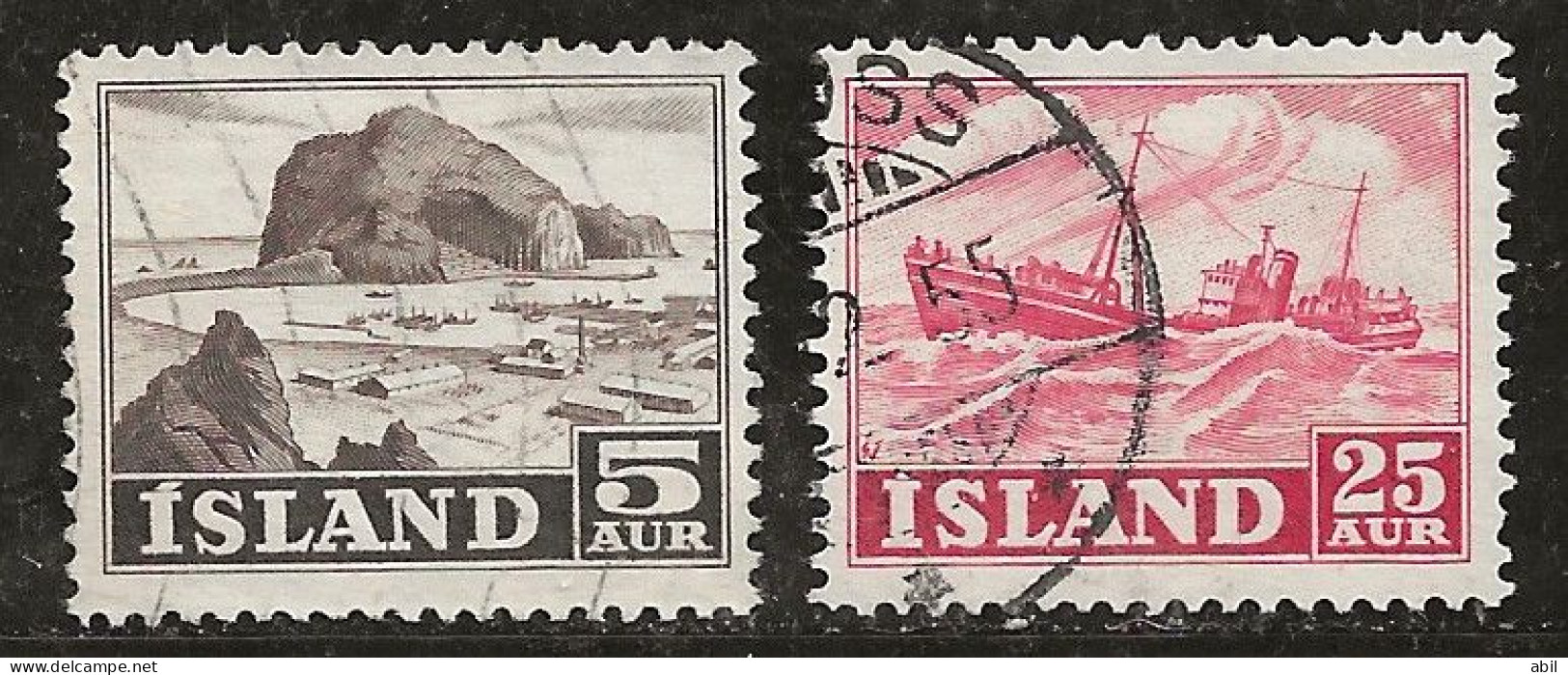 Islande 1954 N° Y&T : 254 Et 255 Obl. - Usati