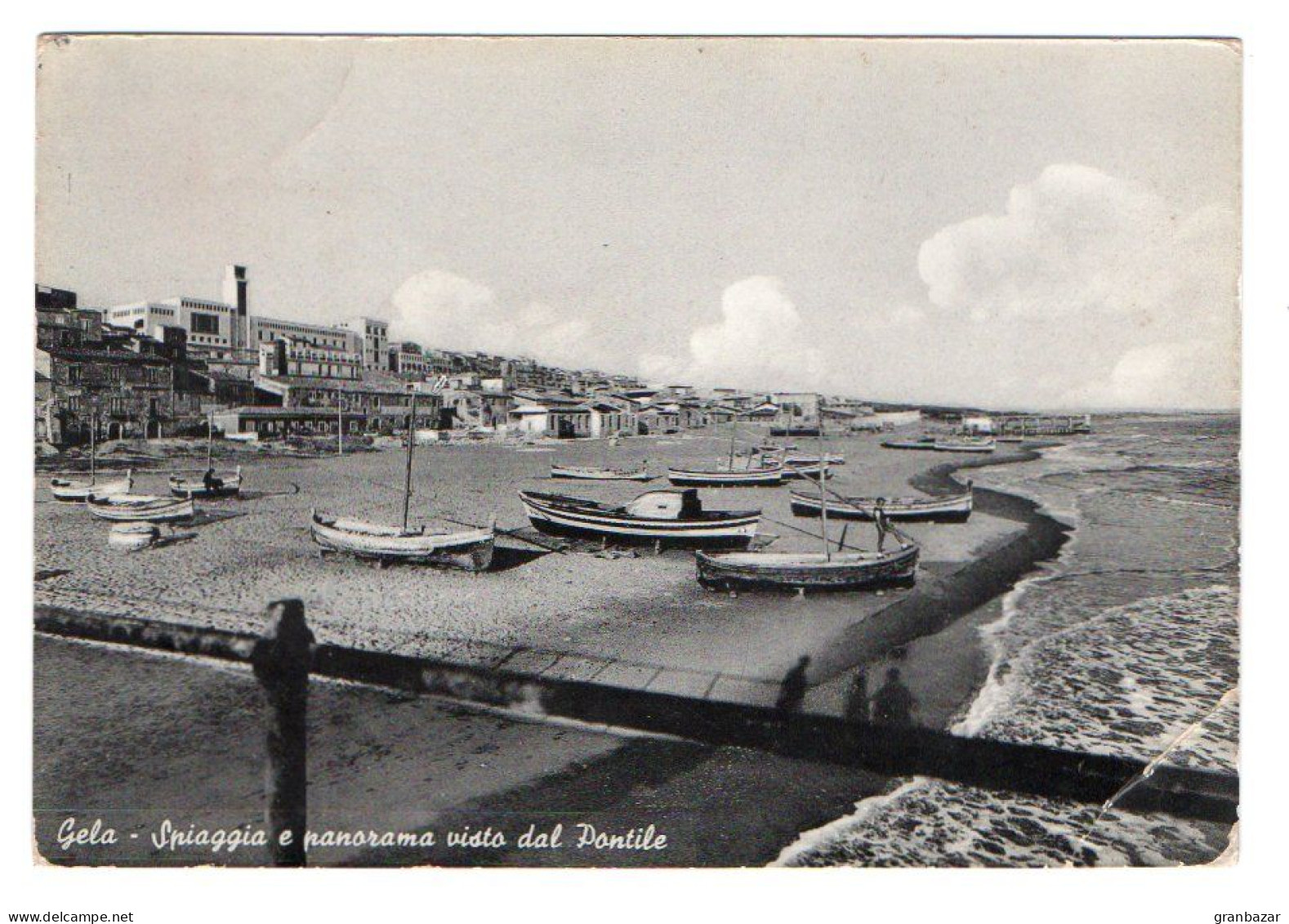 GELA, LA SPIAGGIA, B/N, VIAGGIATA 1955      **//** - Gela