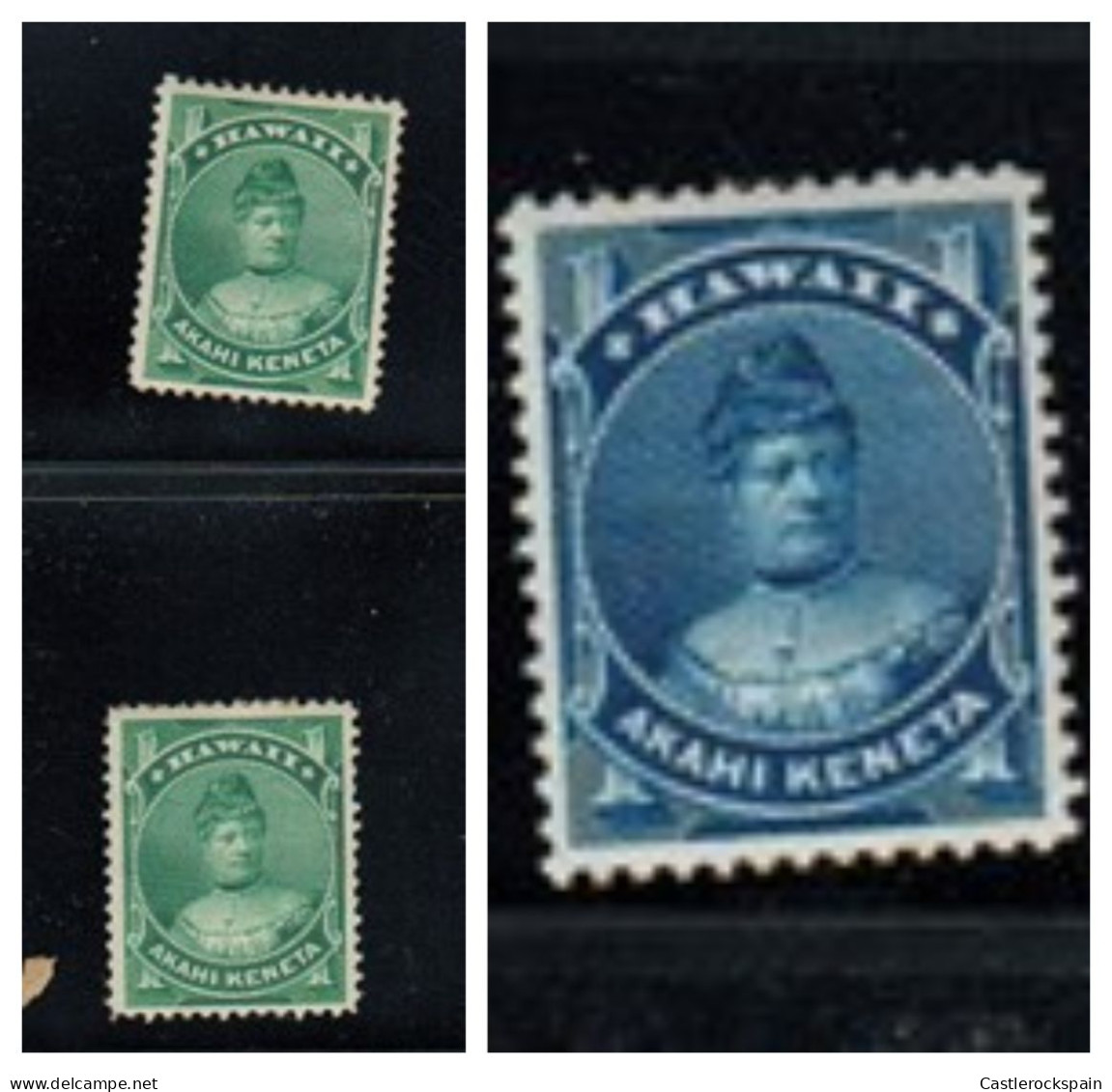 O) HAWAII PRINCESS LIKELIKE 1c Blue, PRINCESS LIKELIKE 1c Green, EXCELLENTE CONDITION - Hawaï