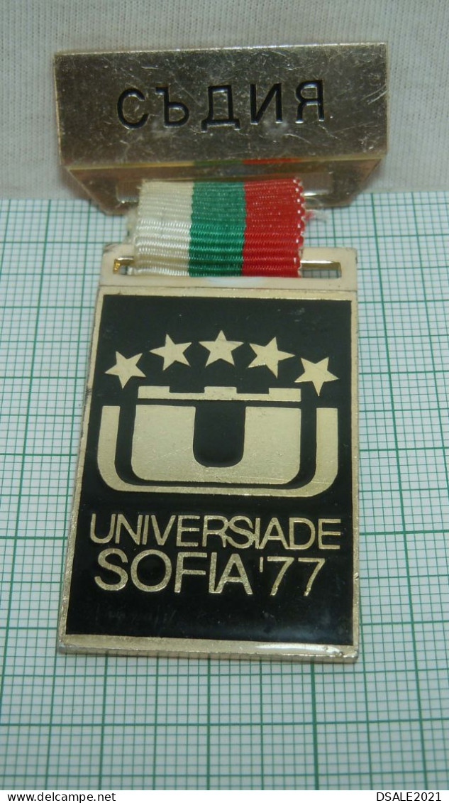 Bulgaria Sofia 1977 Summer Universiade, World University Sport Athletics Games, JUDGE Official Badge (ds1240) - Atletiek
