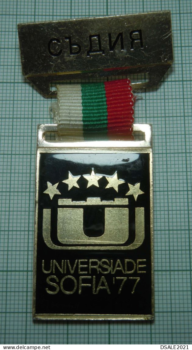 Bulgaria Sofia 1977 Summer Universiade, World University Sport Athletics Games, JUDGE Official Badge (ds1240) - Atletiek