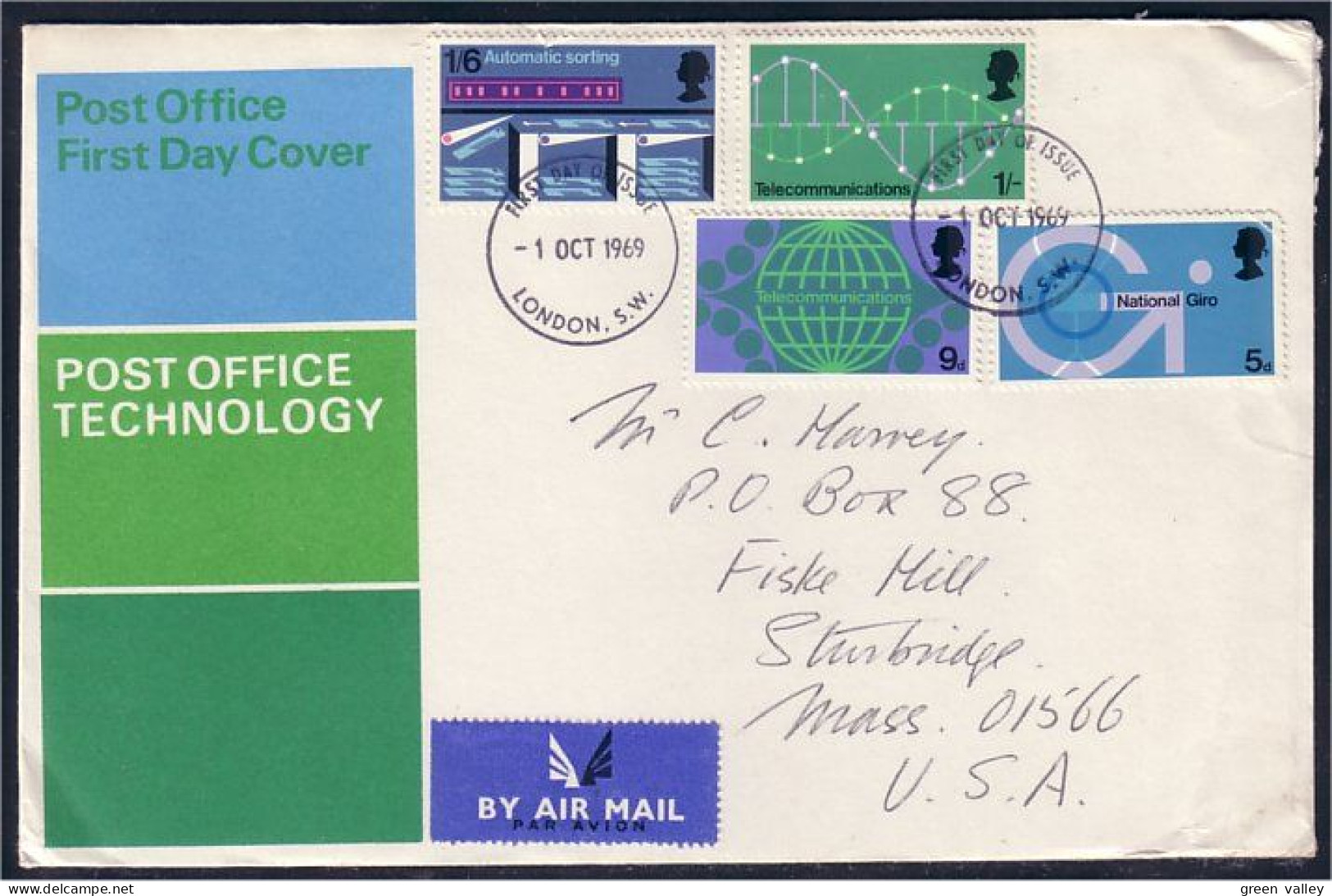 G-B Post Office Technology FDC Cover To Sturbridge, Mass ( A90 969) - 1952-71 Ediciones Pre-Decimales