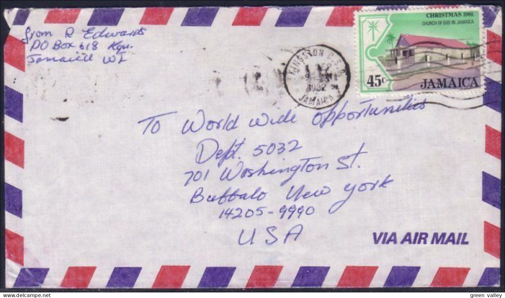 Jamaica Christmas Cover To Buffalo, N.Y. ( A90 908) - Jamaica (1962-...)