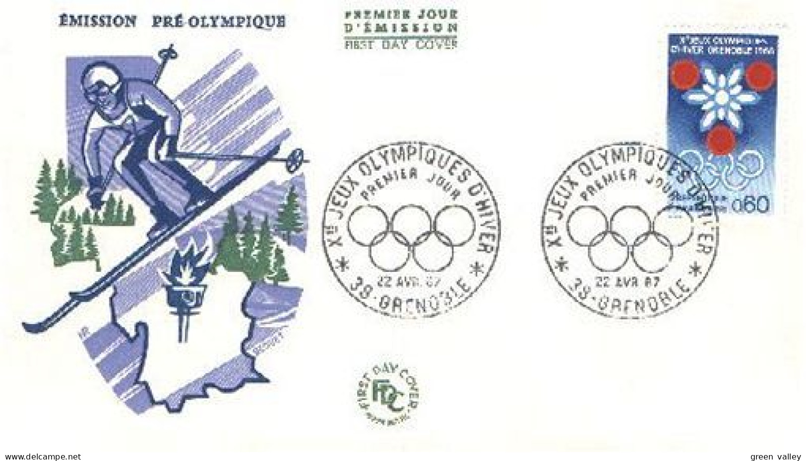 France Grenoble 68 FDC Cover ( A90 788) - Patinage Artistique