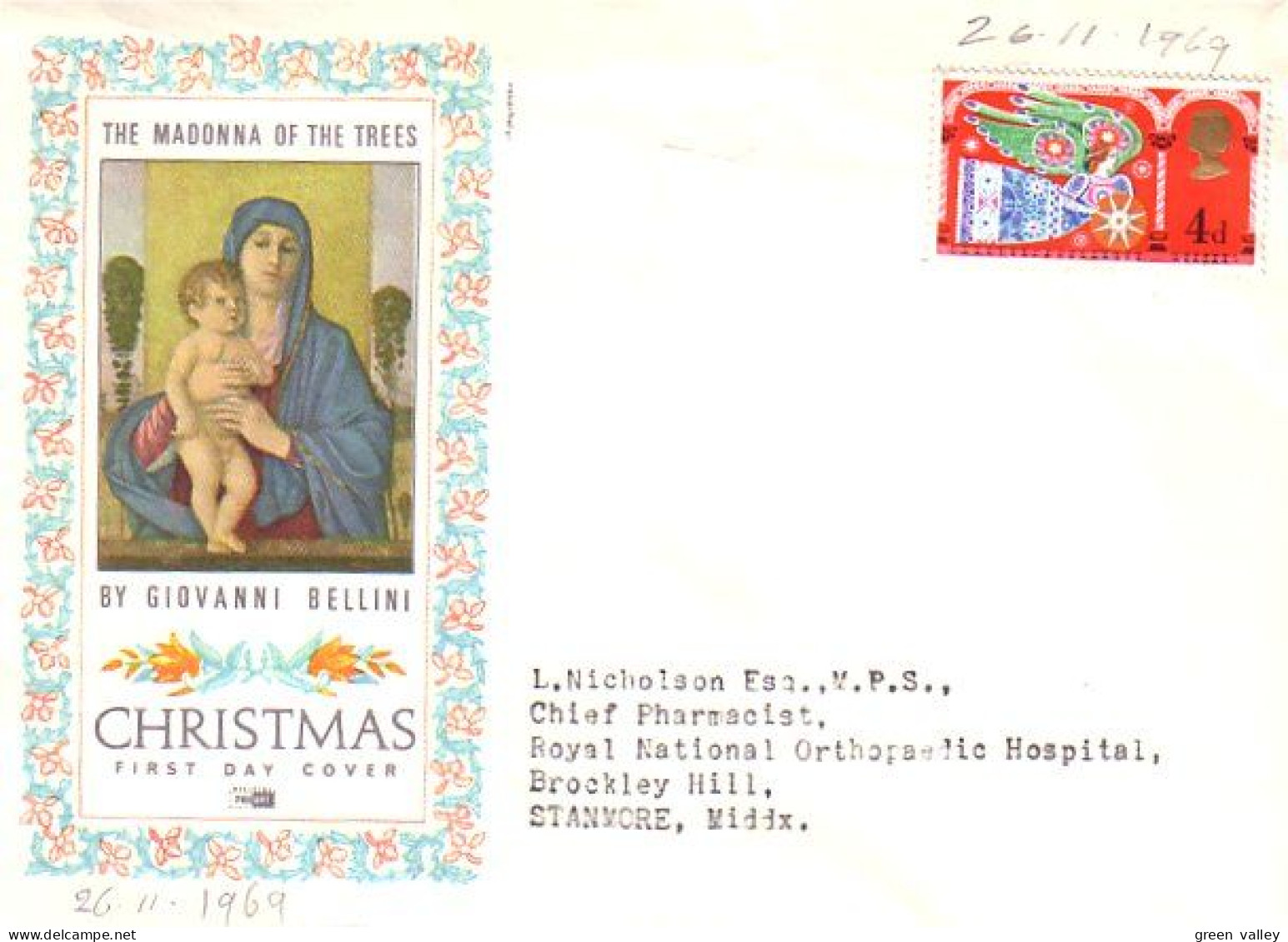 G-B Christmas 1969 FDC Cover ( A90 440) - 1952-1971 Em. Prédécimales