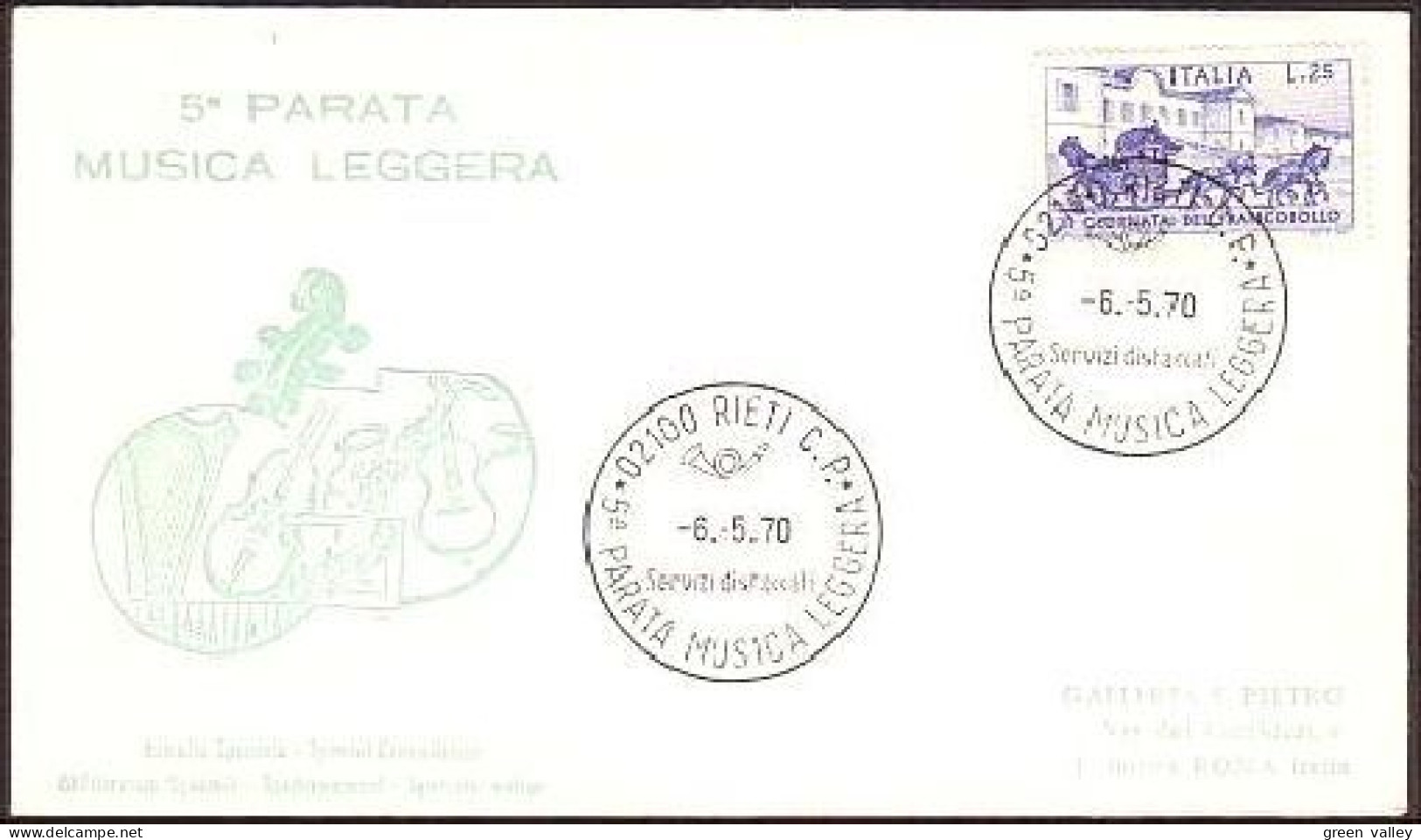 Italie Diligence Violon Violin FDC Cover ( A90 256) - Stage-Coaches