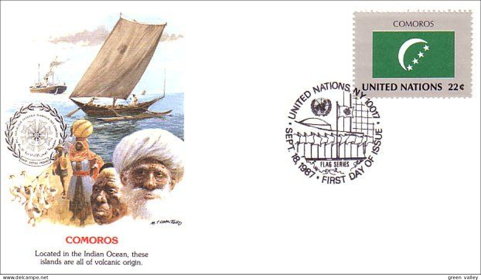 Comores Flag Drapeau Voilier Sailing Ship Schiffe Oie Goose Geese FDC Cover ( A90 150) - Enveloppes