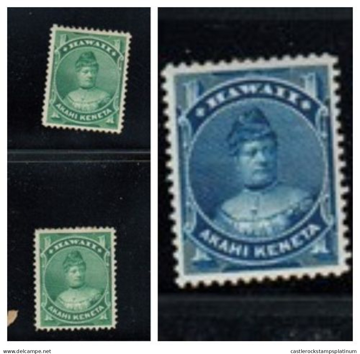 O) HAWAII PRINCESS LIKELIKE 1c Blue, PRINCESS LIKELIKE 1c Green, EXCELLENTE CONDITION - Hawaï