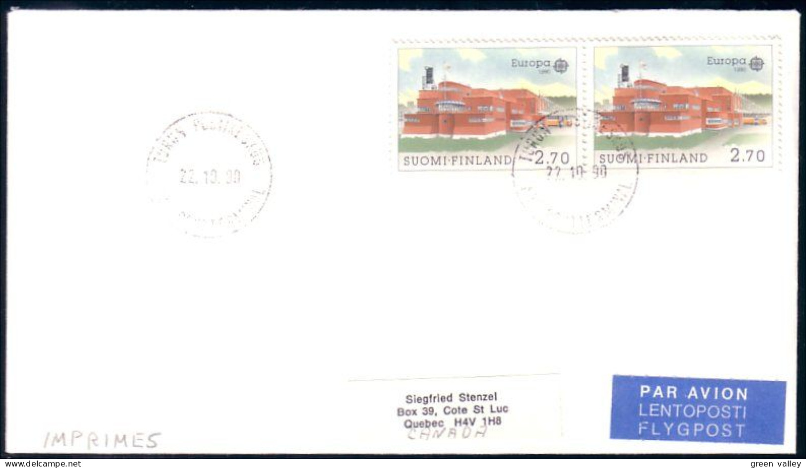 Finland Post Terminal Europa FDC Cover To Canada ( A91 860) - Altri & Non Classificati