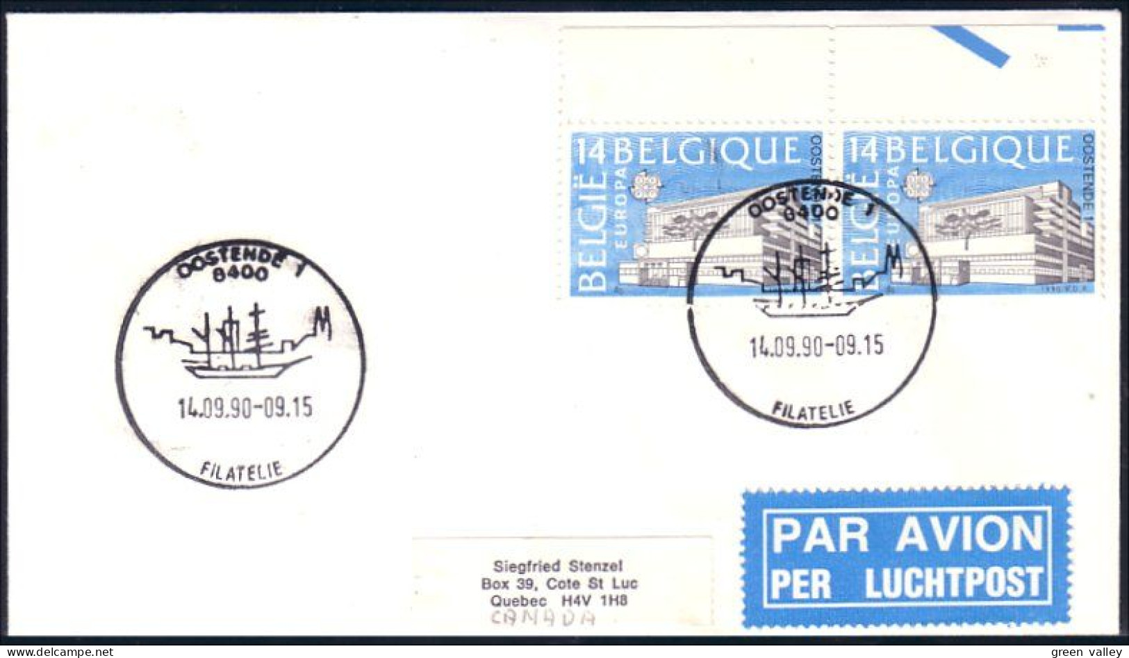 Belgique Bureau Poste Oostende Europa FDC Cover To Canada ( A91 857) - Altri & Non Classificati