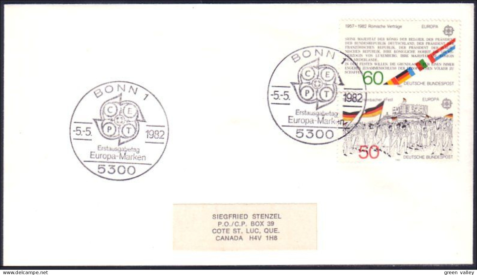 Allemagne Traite Rome Treaty Europa FDC Cover To Canada ( A91 832) - Omslagen