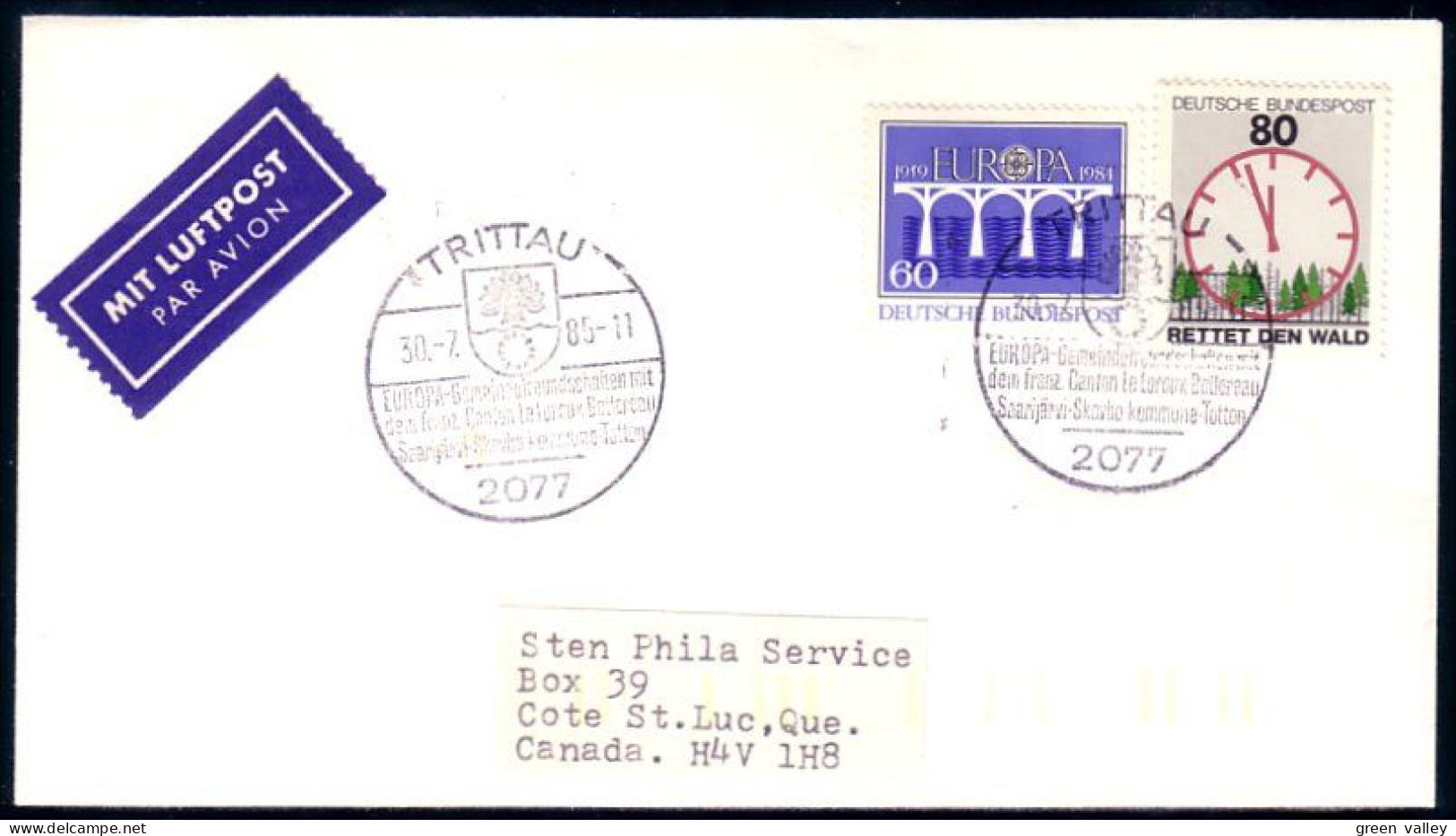 Allemagne 1985 Horloge Clock Europa FDC Cover To Canada ( A91 816) - Clocks