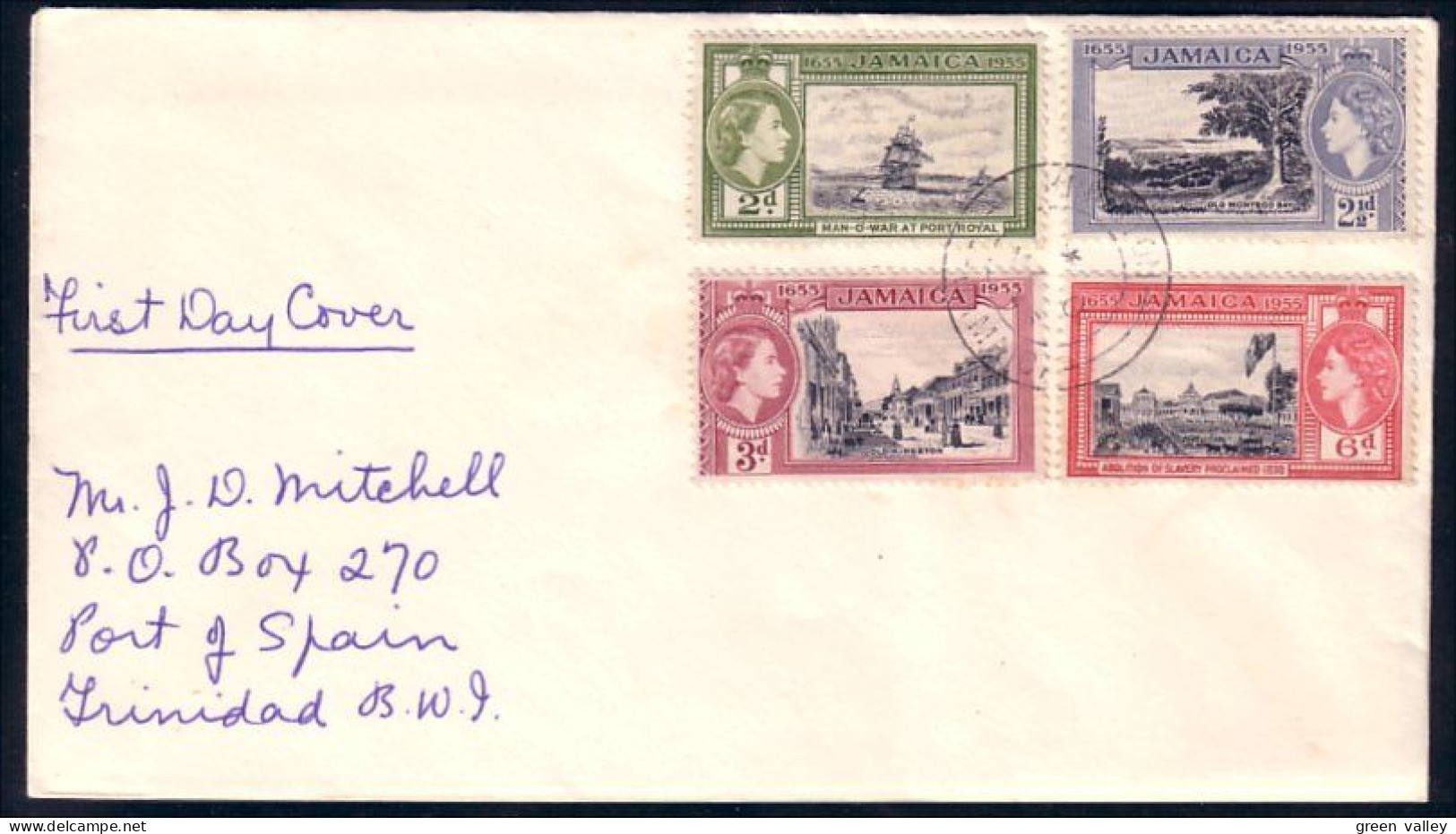 Jamaica 1955 British Territory 300th FDC Cover To Trinidad ( A91 768) - Jamaica (1962-...)