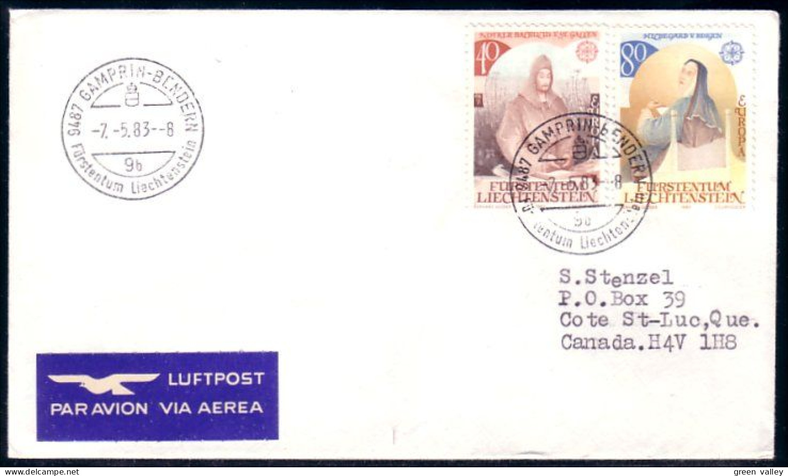 Liechtenstein 1983 Europa FDC Cover To Canada ( A91 792) - Briefe U. Dokumente