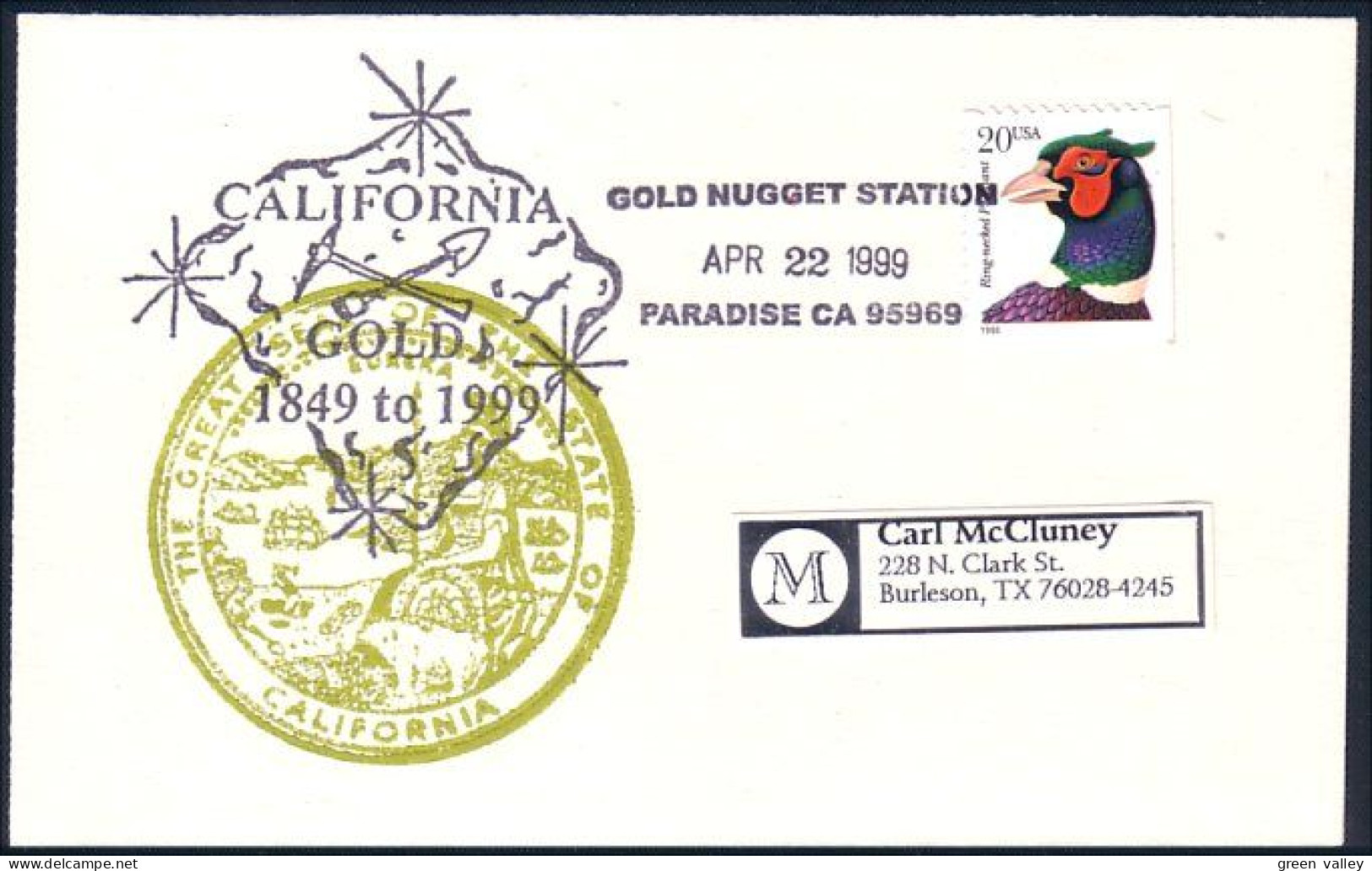 US Postcard California Gold 150th Paradise, CA APR 22, 1999 ( A91 722) - Minerals