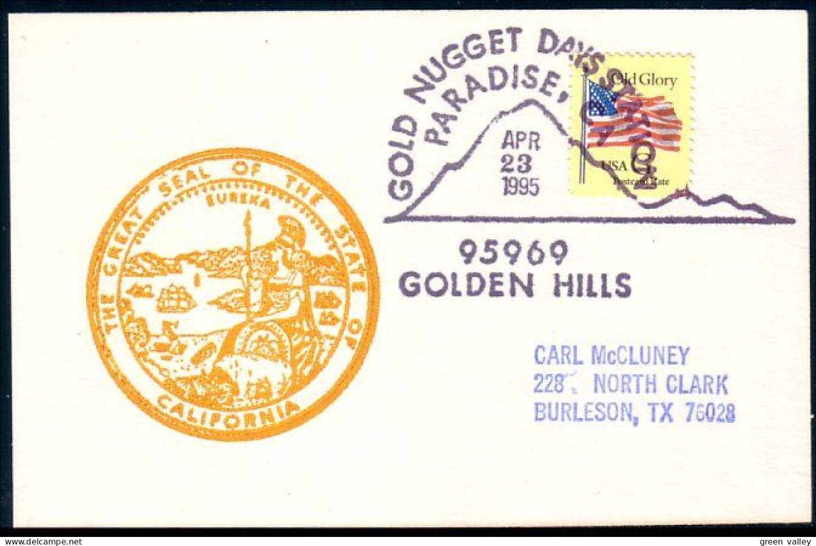 US Postcard Gold Nugget Days Paradise, CA APR 23, 1995 ( A91 692) - Minerals