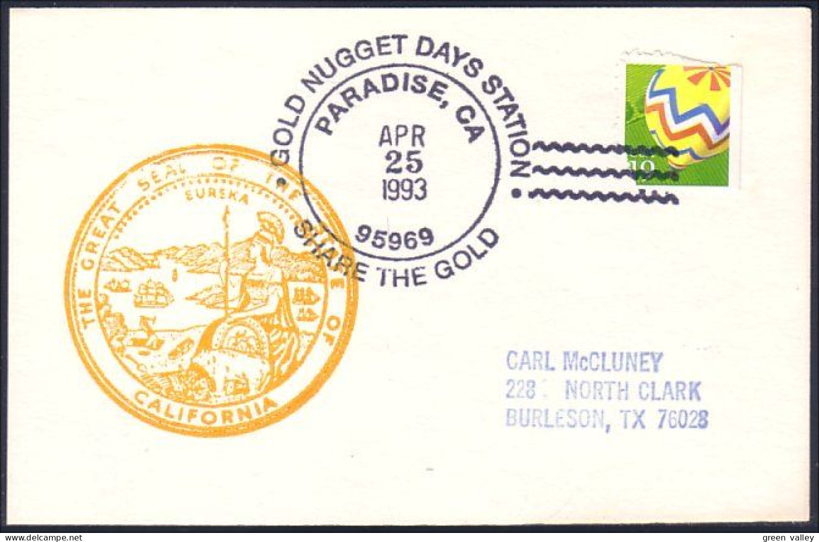 US Postcard Gold Nugget Days Paradise, CA APR 25, 1993 ( A91 685) - Minerales