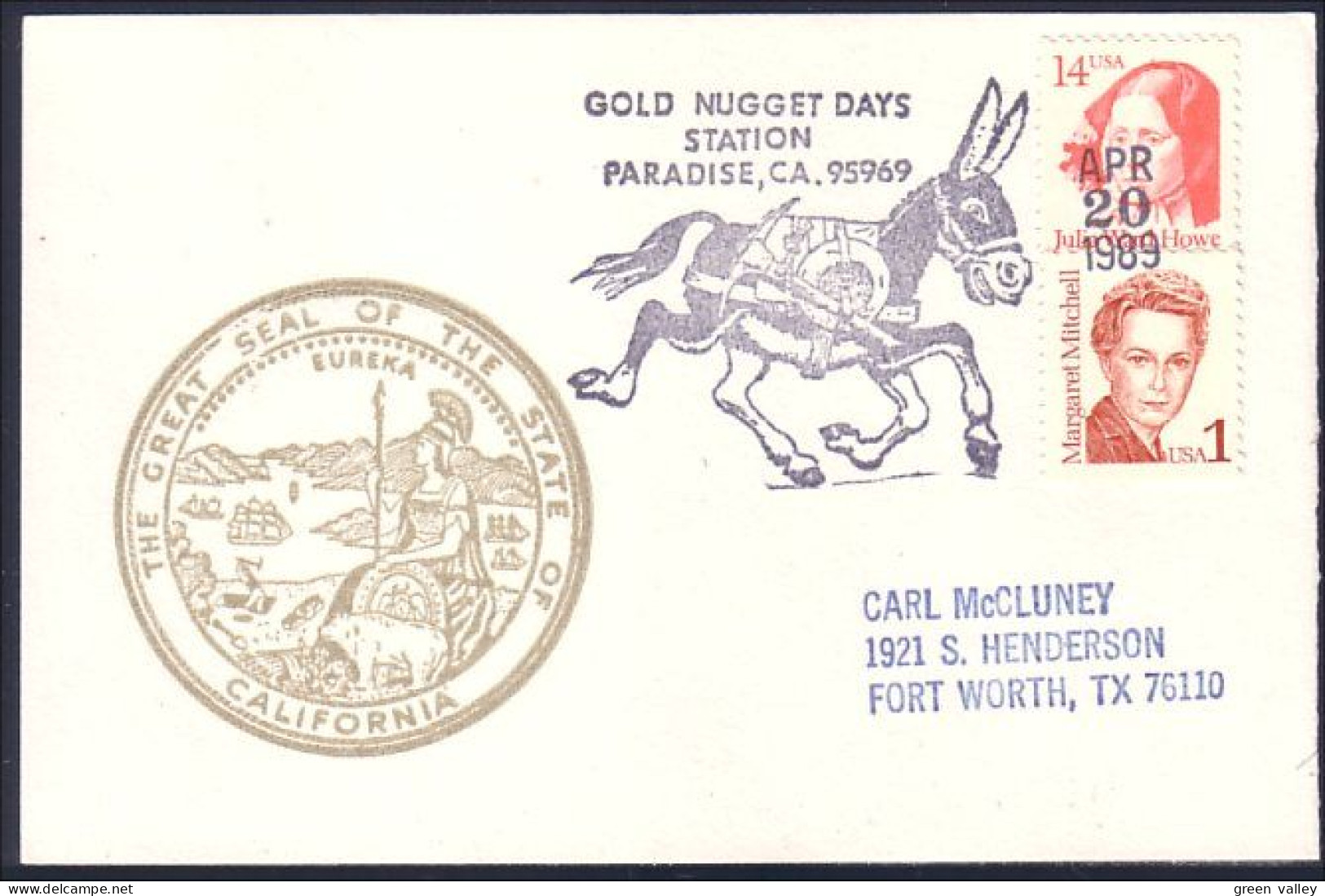 US Postcard Gold Nugget Days Paradise, CA APR 20, 1989 ( A91 666) - Minerals