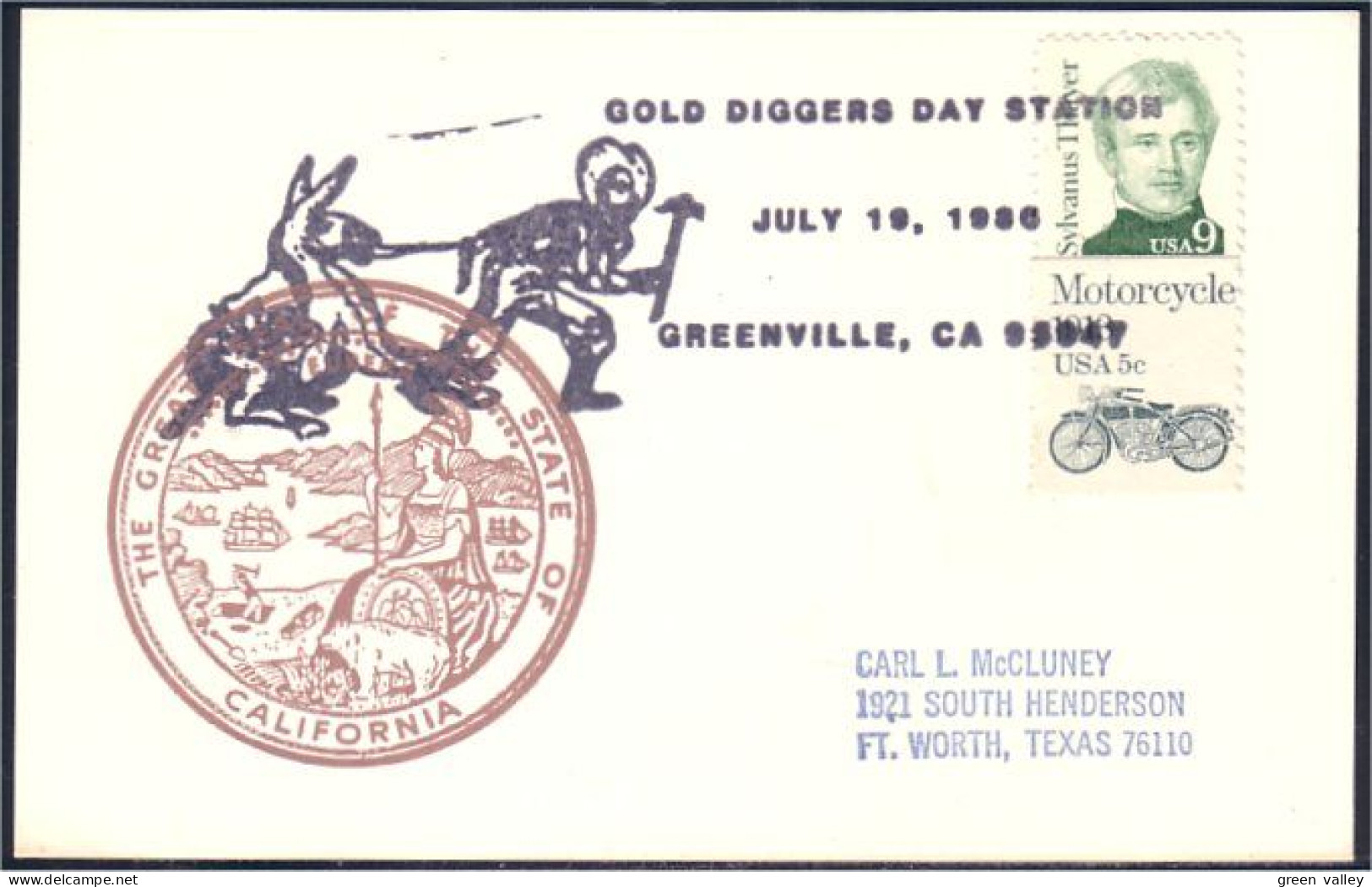 US Postcard Gold Diggers Day Greenville, CA JULY 19, 1986 ( A91 659) - Minerals