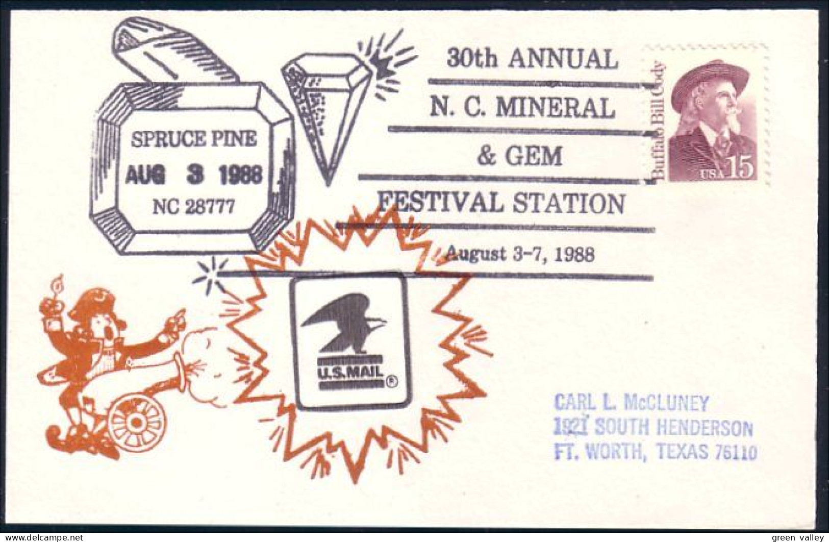US Postcard N.C. Mineral And Gem Festival Spruce Pine, NC AUG 3, 1988 ( A91 588) - Minerals