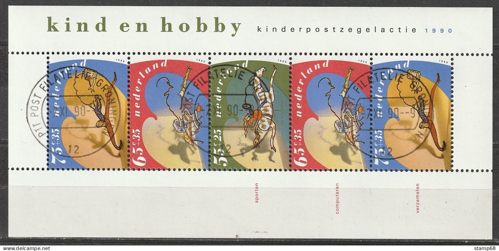 Nederland NVPH 1460 Blok Kinderzegels 1990 Used Gestempeld Groningen - Used Stamps