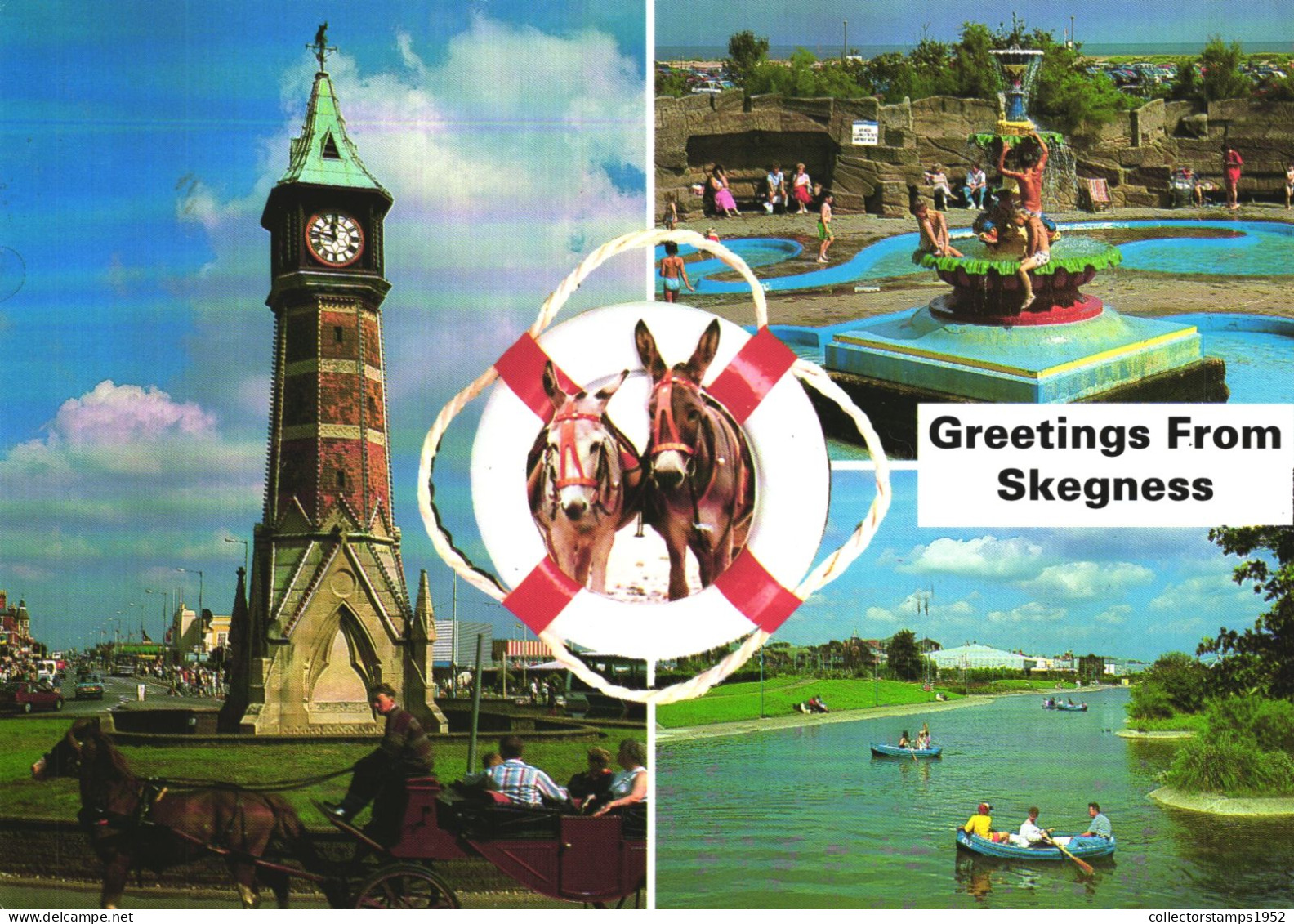 LINCOLNSHIRE, MULTIPLE VIEWS, ARCHITECTURE, TOWER WITH CLOCK, CARRIAGE, HORSE, BOAT, ENGLAND, UNITED KINGDOM, POSTCARD - Other & Unclassified