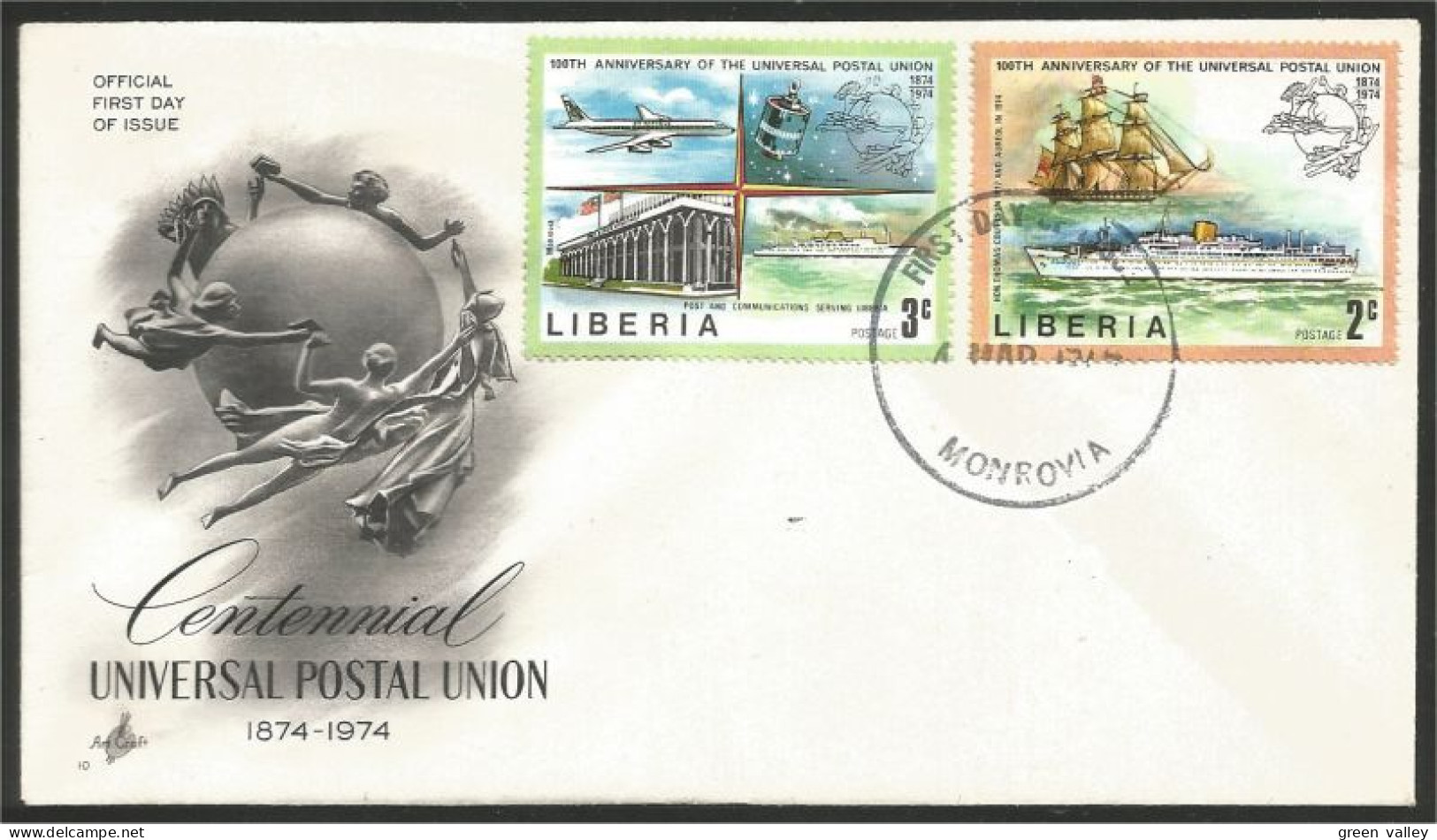 Liberia 1974 UPU Avion Airplane Voilier Paquebot Sailing Ship Satellite ( A92 121) - U.P.U.