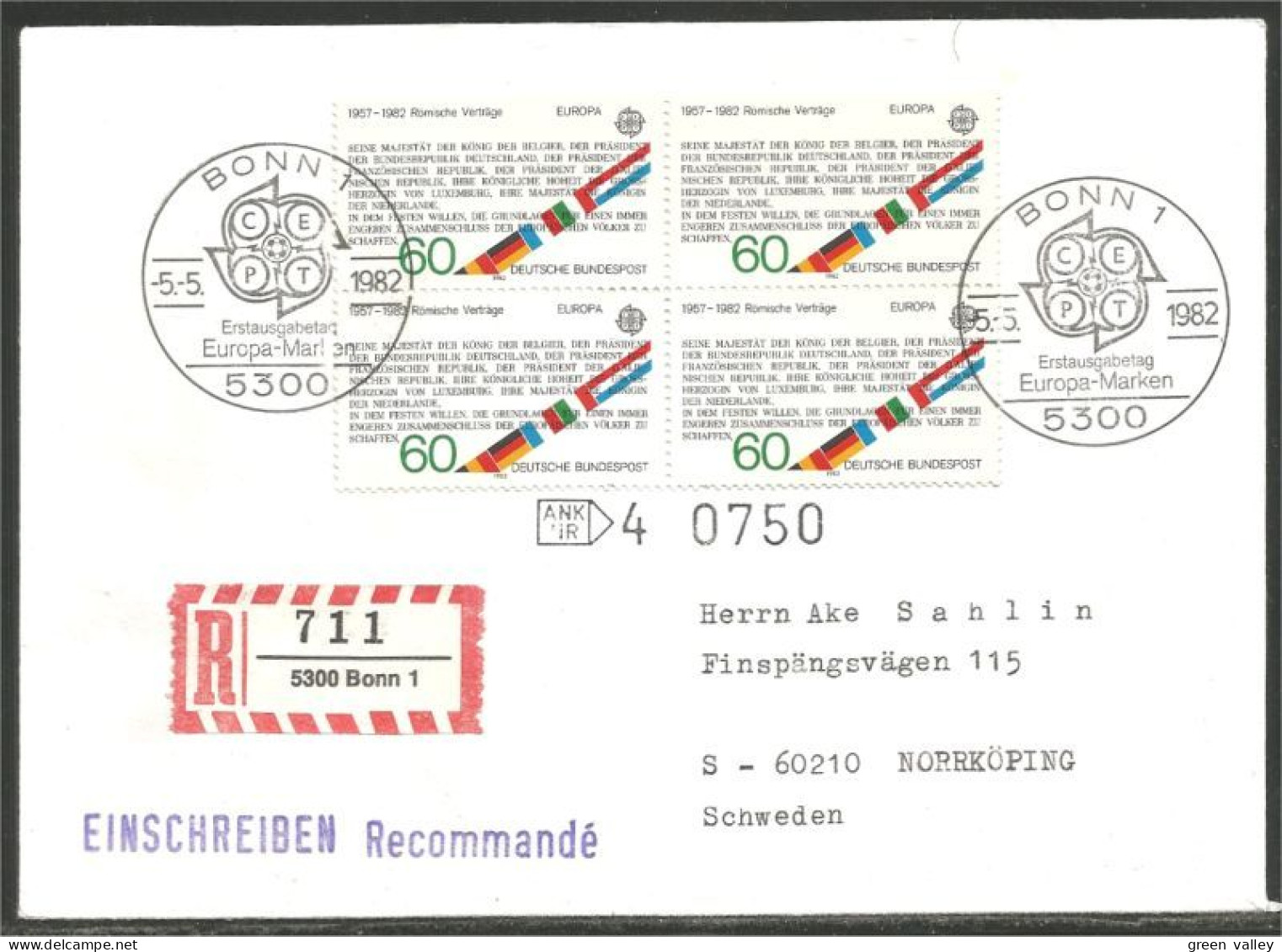 Germany Europa 1982 Registered FDC Cover ( A92 105) - 1982