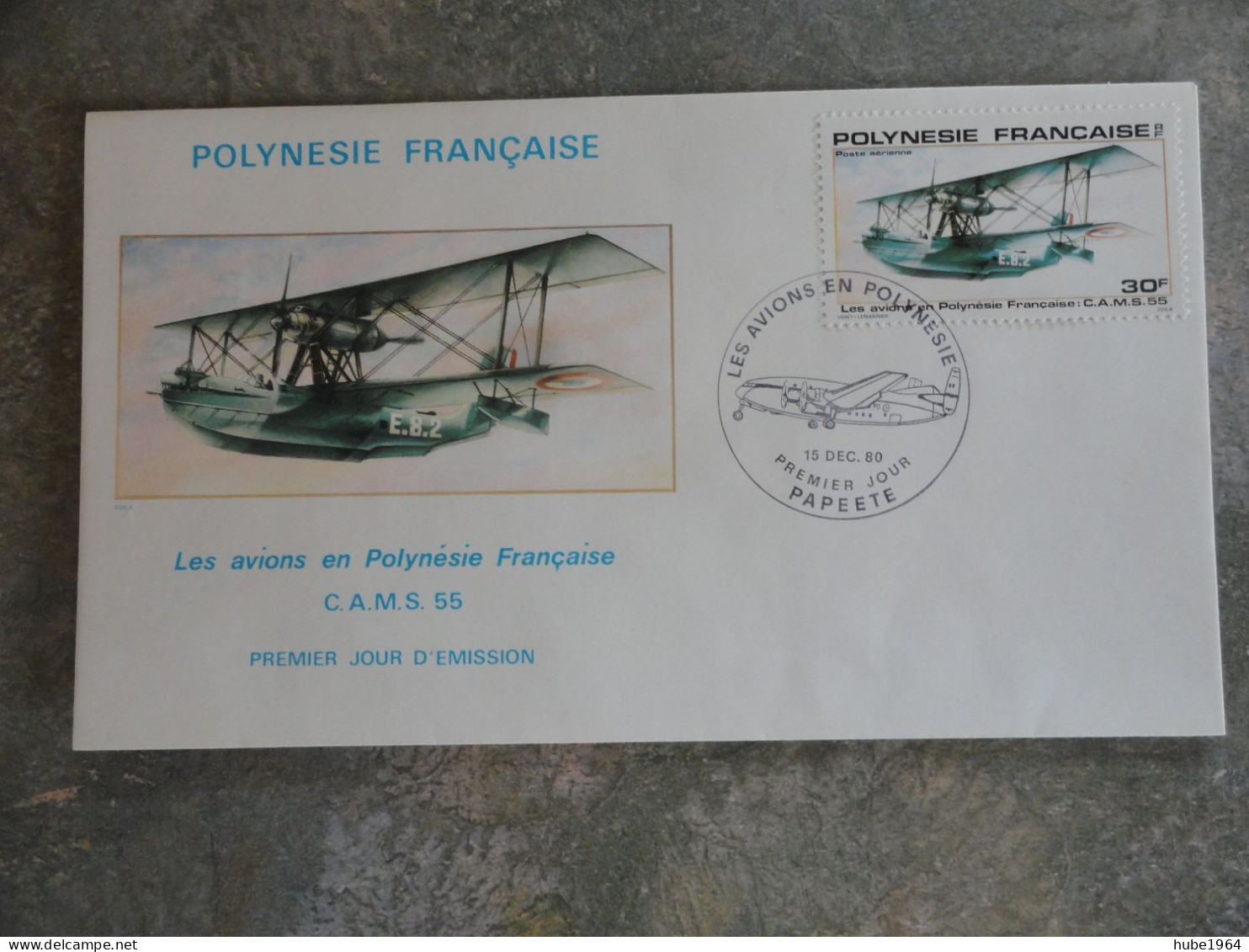 ENVELOPPE PREMIER JOUR AVION C.A.M.S 55 POLYNESIE FRANCAISE - Gebruikt