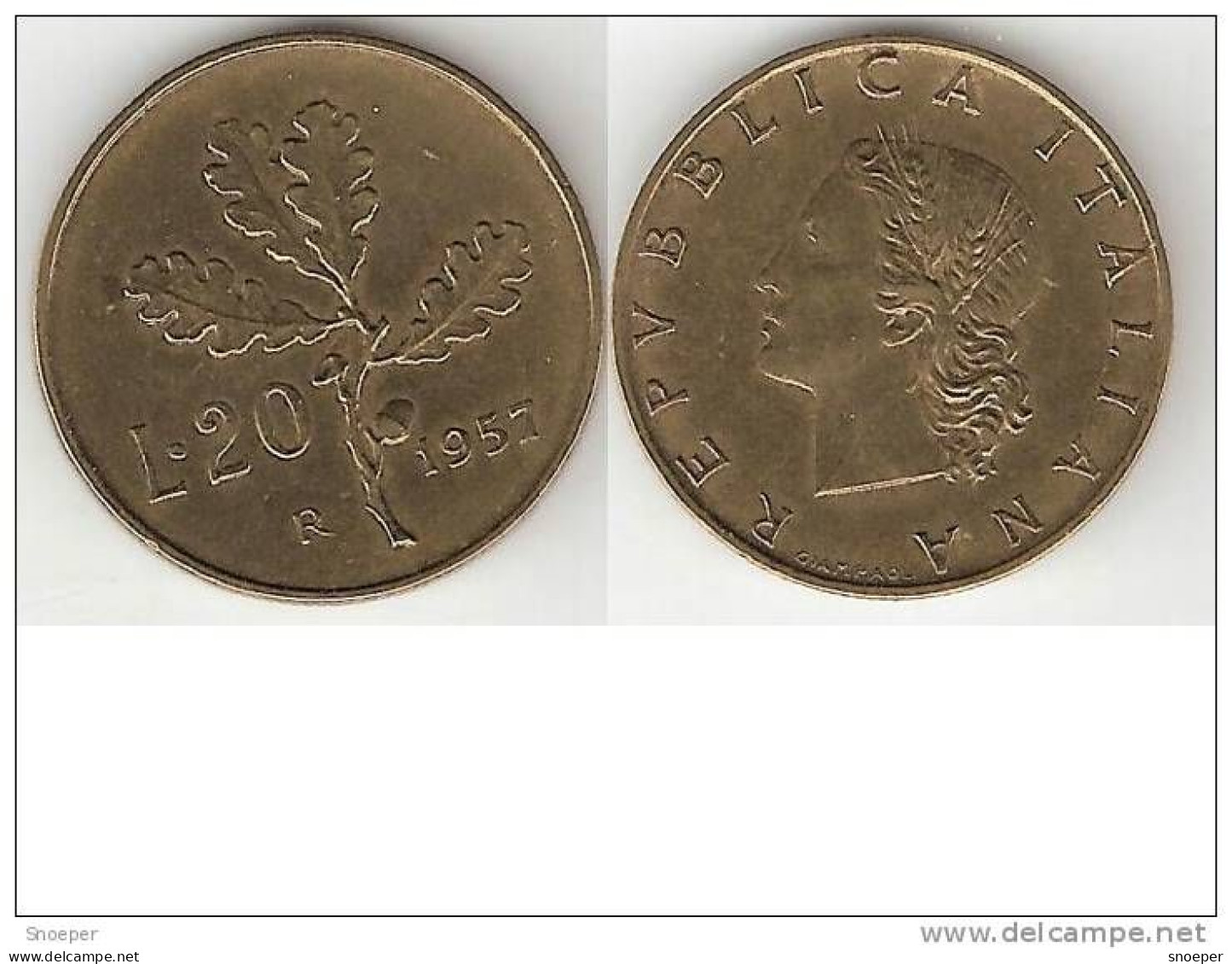 *italy 20 Lire 1957 Serifid 7   Km 97.1  Unc  !!! - 20 Liras