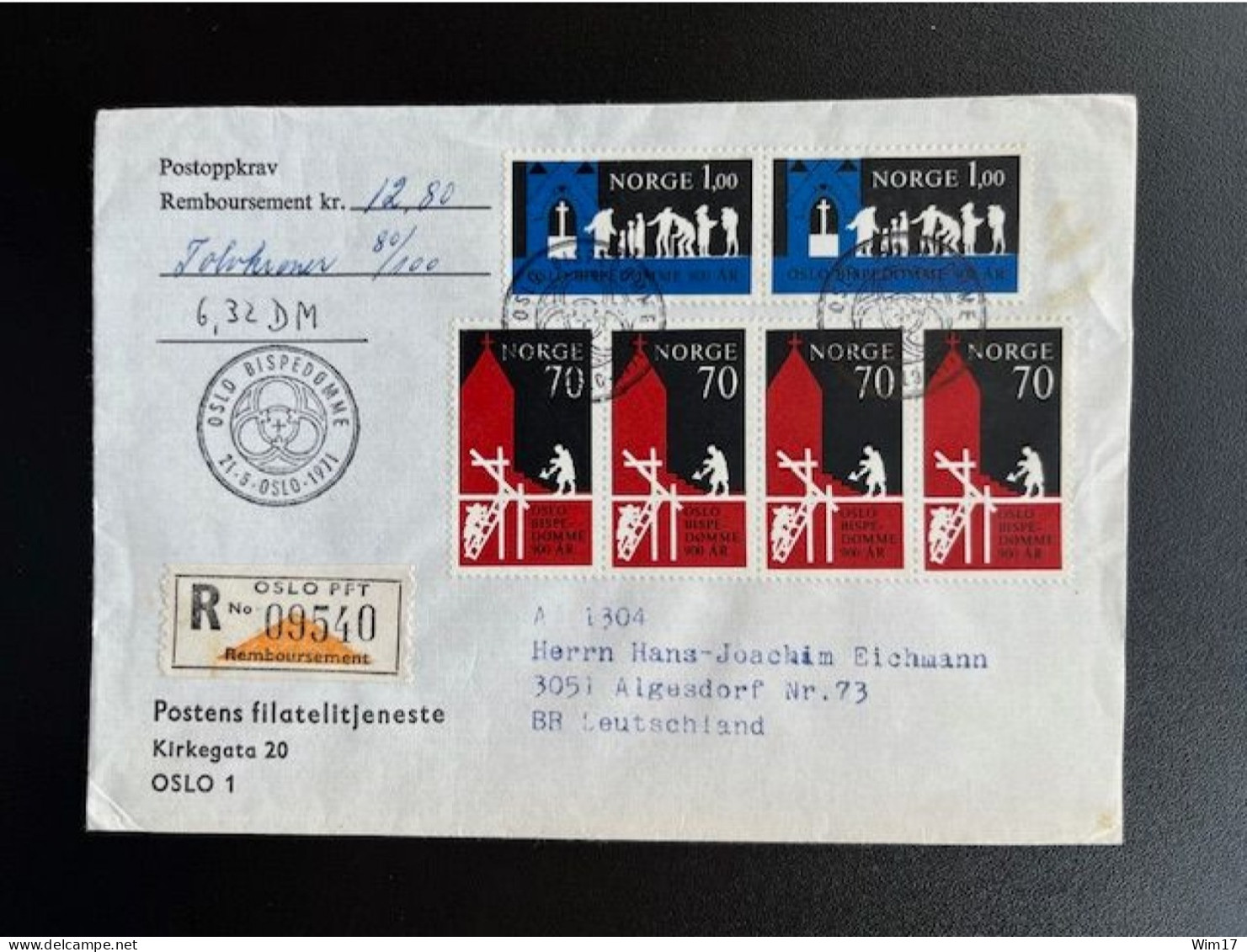 NORWAY NORGE 1971 REGISTERED LETTER OSLO TO RODENBERG ALGESDORF 21-05-1971 NOORWEGEN - Briefe U. Dokumente