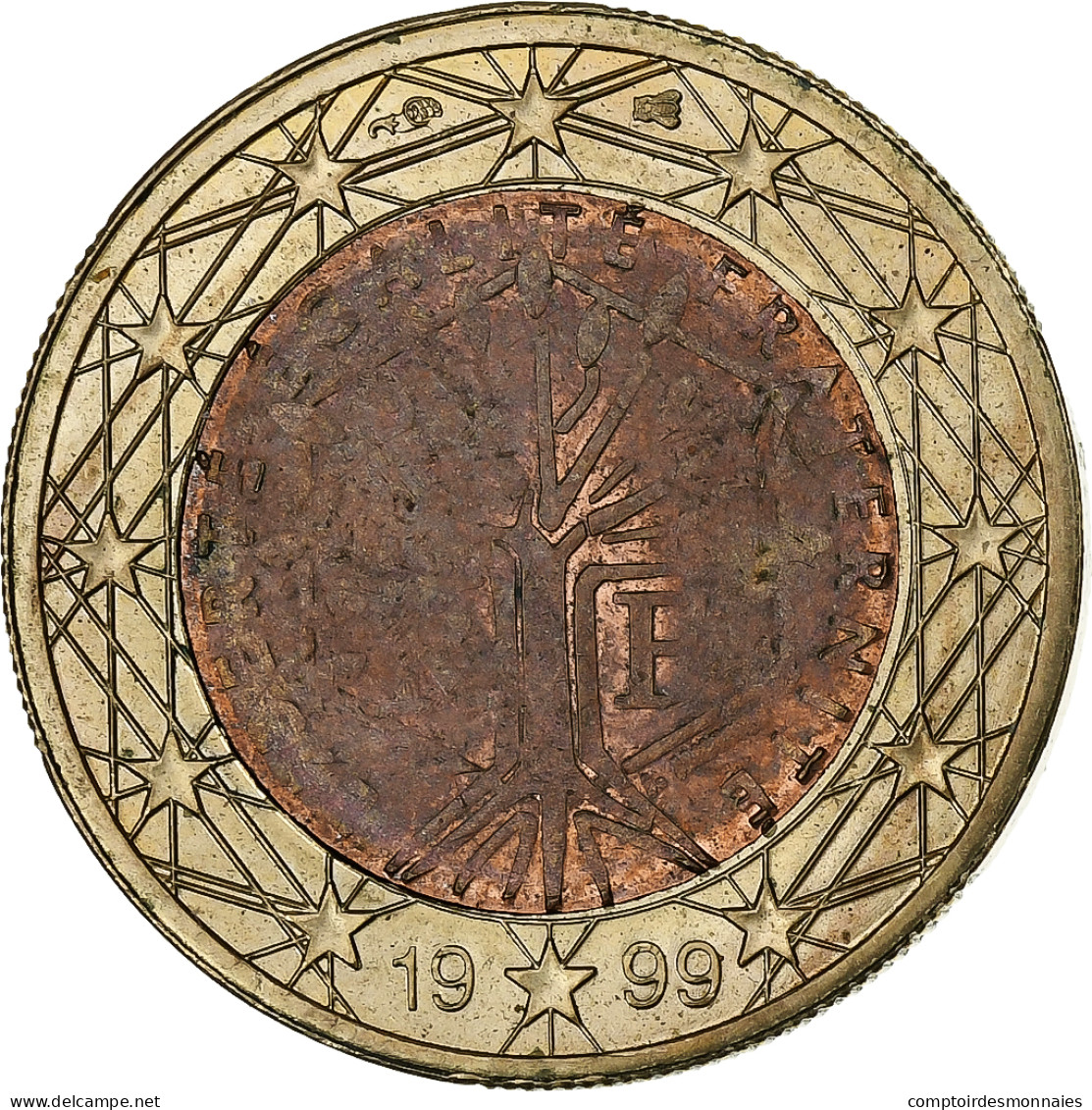 France, Euro, Error 1 Cent Core, 1999, Paris, Bimétallique, SUP, KM:1288 - Variétés Et Curiosités