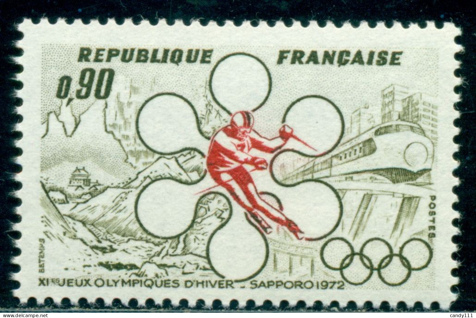 1972 Sapporo Winter Olympics,ski,Monorail,mountains,pagode,France,1781 ,MNH - Winter 1972: Sapporo