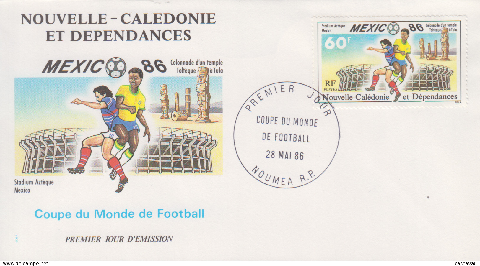 Enveloppe  FDC  1er  Jour   NOUVELLE  CALEDONIE   Coupe  Du   Monde   MEXIQUE   1986 - FDC