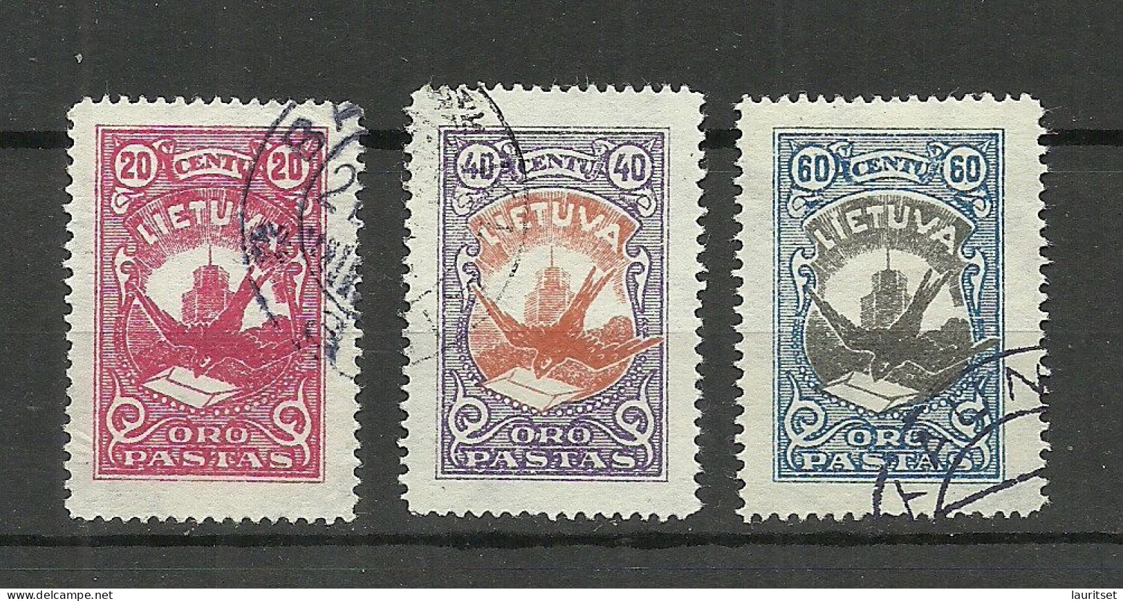 LITAUEN Lithuania 1926 Michel 243 - 245 O Schwalbe - Golondrinas