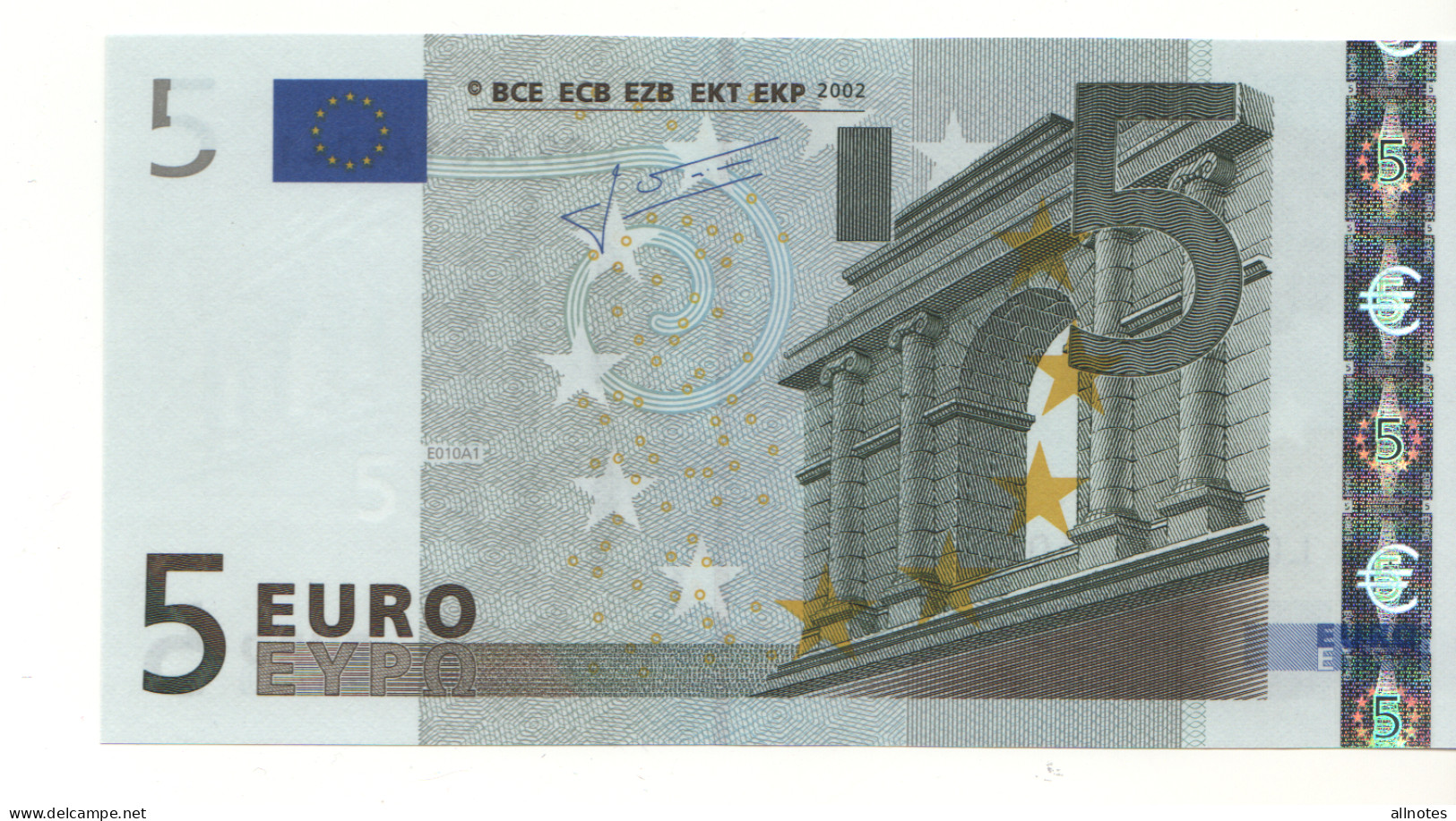 5 EURO  "L"  FINLAND    Firma Trichet     E 010 A1   /  FDS - UNC - 5 Euro