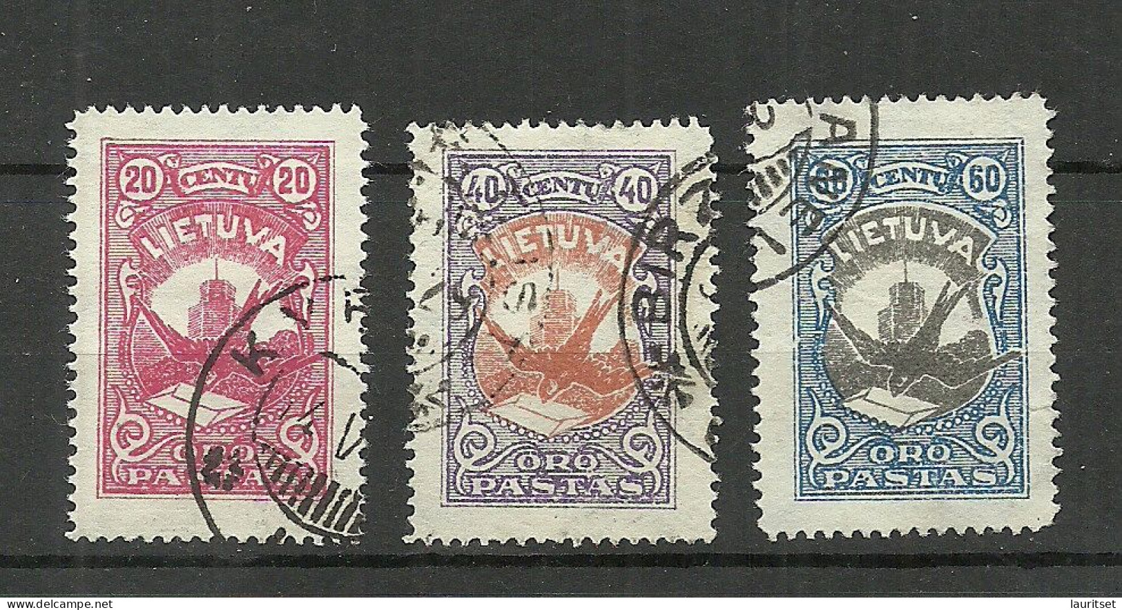 LITAUEN Lithuania 1926 Michel 243 - 245 O Schwalbe - Hirondelles