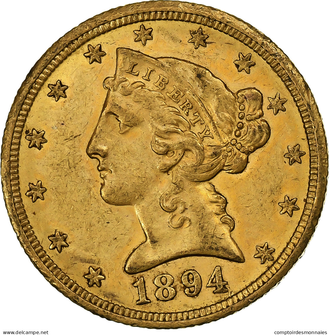 États-Unis, $5, Half Eagle, Coronet Head, 1894, New Orleans, Or, TTB+, KM:101 - 5$ - Half Eagles - 1866-1908: Coronet Head (Testa Coronata)