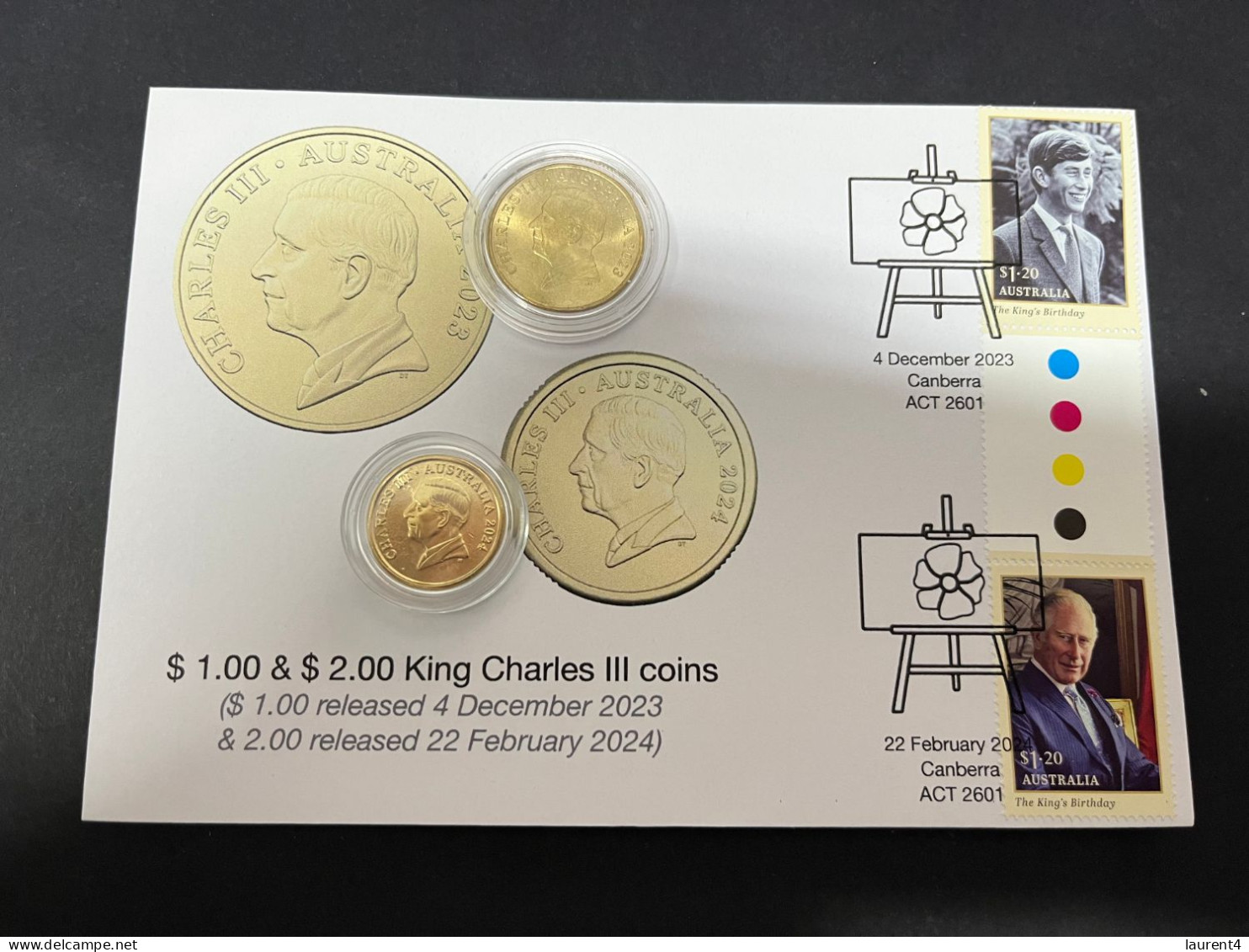 28-2-2024 (1Y 27) Australia - Coin & Stamp Released Via Australia Post - New $ 2.00 King Charles III + $ 1.00 (on Cover) - 2 Dollars